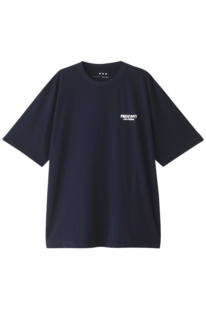 【スリー ドッツ/three dots】の【UNISEX】グラフィックTシャツ インテリア・キッズ・メンズ・レディースファッション・服の通販 founy(ファニー) 　ファッション　Fashion　レディースファッション　WOMEN　トップス・カットソー　Tops/Tshirt　シャツ/ブラウス　Shirts/Blouses　ロング / Tシャツ　T-Shirts　カットソー　Cut and Sewn　ユニセックス　Unisex　グラフィック　Graphic　ショート　Short　スリーブ　Sleeve　プリント　Print　リラックス　Relax　ワーク　Work　ネイビー|ID: prp329100003418614 ipo3291000000030042305