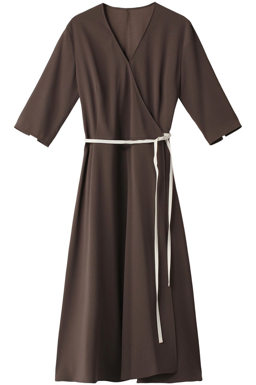 【ベイジ,/BEIGE,】のCINDY(シンディー)/カシュクールワンピース インテリア・キッズ・メンズ・レディースファッション・服の通販 founy(ファニー) 　ファッション　Fashion　レディースファッション　Fashion for Women　ワンピース　Dresses　チュニック　Tunic Tops & Dresses　ジャケット　Jacket, Outerwear　チュニック　Tunic, Long Top　フィット　Fit, Slim Fit　フレア　Flare, Flared　ラップ　Wrap, Wrap Design　リボン　Ribbon, Bow　ロング　Long, Long-Length　エレガント 上品　Elegant　定番　Standard, Basic Item　Mocha×Ecru|ID: prp329100003419417 ipo3291000000036672595