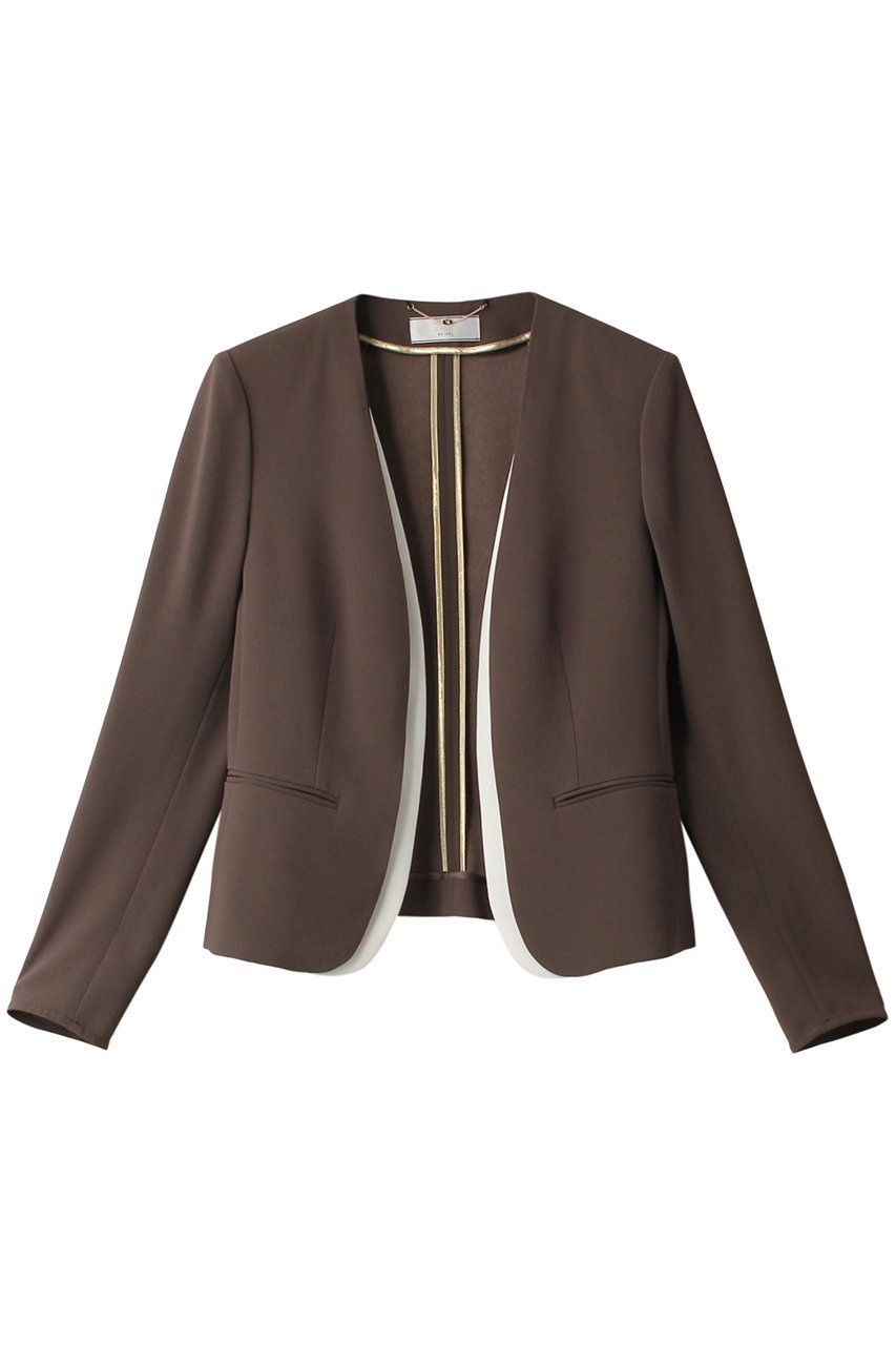 【ベイジ,/BEIGE,】のCINDY(シンディー)/ノーカラージャケット インテリア・キッズ・メンズ・レディースファッション・服の通販 founy(ファニー) 　ファッション　Fashion　レディースファッション　Fashion for Women　アウター　Coat / Outerwear Collection　レディースジャケット・軽アウター　Jackets　ノーカラージャケット / シンプル上品コーデ　Collarless Jackets　ジャケット　Jacket, Outerwear　ストレッチ　Stretch, Stretchy Fabric　パイピング　Piping, Trim Design　エレガント 上品　Elegant　定番　Standard, Basic Item　Mocha×Ecru|ID: prp329100003419419 ipo3291000000035655326