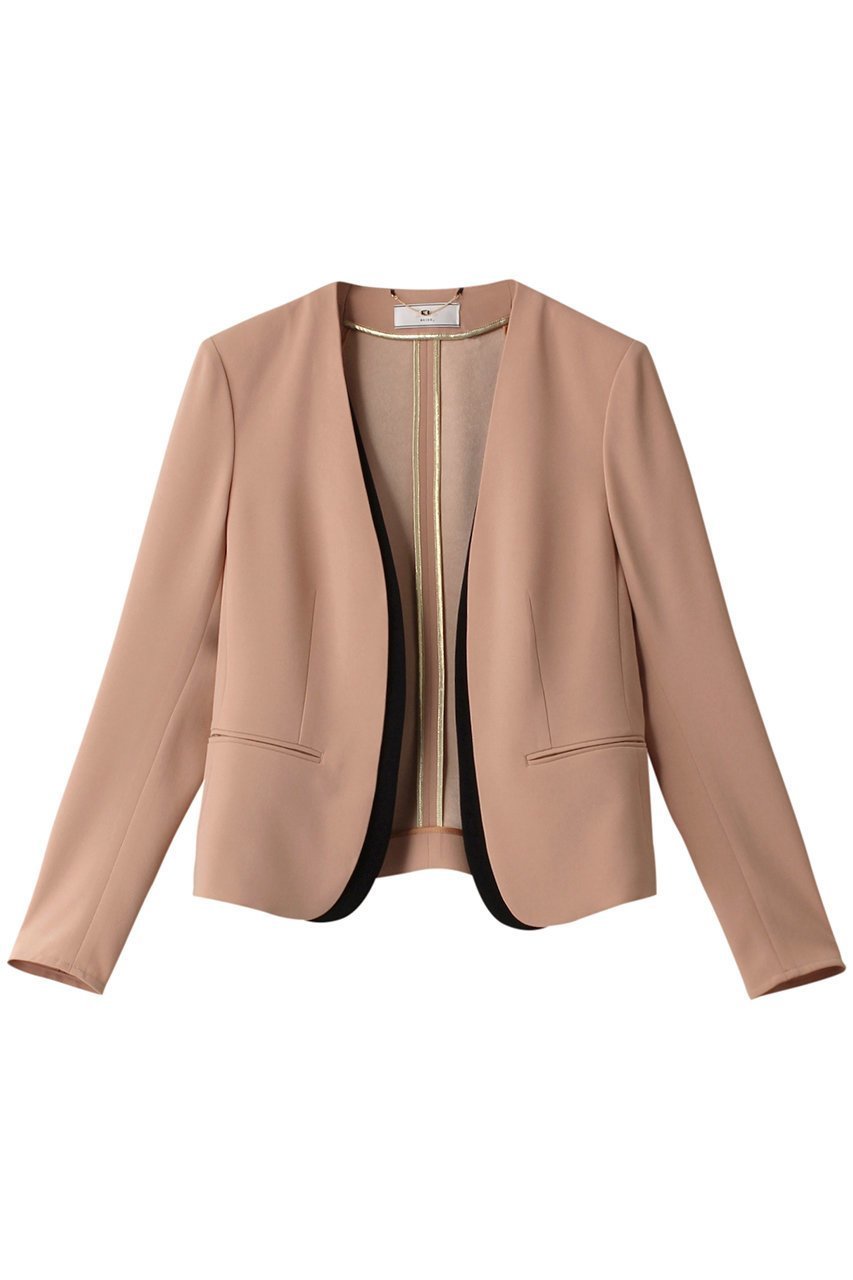 【ベイジ,/BEIGE,】のCINDY(シンディー)/ノーカラージャケット インテリア・キッズ・メンズ・レディースファッション・服の通販 founy(ファウニー) 　ファッション　Fashion　レディースファッション　Fashion for Women　アウター　Coat / Outerwear Collection　レディースジャケット・軽アウター　Jackets　ノーカラージャケット / シンプル上品コーデ　Collarless Jackets　ジャケット　Jacket, Outerwear　ストレッチ　Stretch, Stretchy Fabric　パイピング　Piping, Trim Design　エレガント 上品　Elegant　定番　Standard, Basic Item　D.Nude×Black|ID: prp329100003419419 ipo3291000000036759352