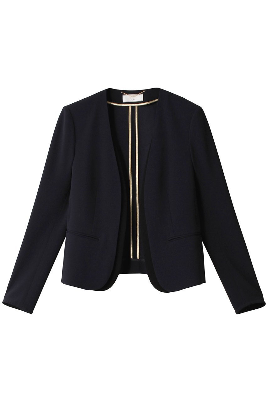 【ベイジ,/BEIGE,】のCINDY(シンディー)/ノーカラージャケット インテリア・キッズ・メンズ・レディースファッション・服の通販 founy(ファウニー) 　ファッション　Fashion　レディースファッション　Fashion for Women　アウター　Coat / Outerwear Collection　レディースジャケット・軽アウター　Jackets　ノーカラージャケット / シンプル上品コーデ　Collarless Jackets　ジャケット　Jacket, Outerwear　ストレッチ　Stretch, Stretchy Fabric　パイピング　Piping, Trim Design　エレガント 上品　Elegant　定番　Standard, Basic Item　Navy×Black|ID: prp329100003419419 ipo3291000000036759354
