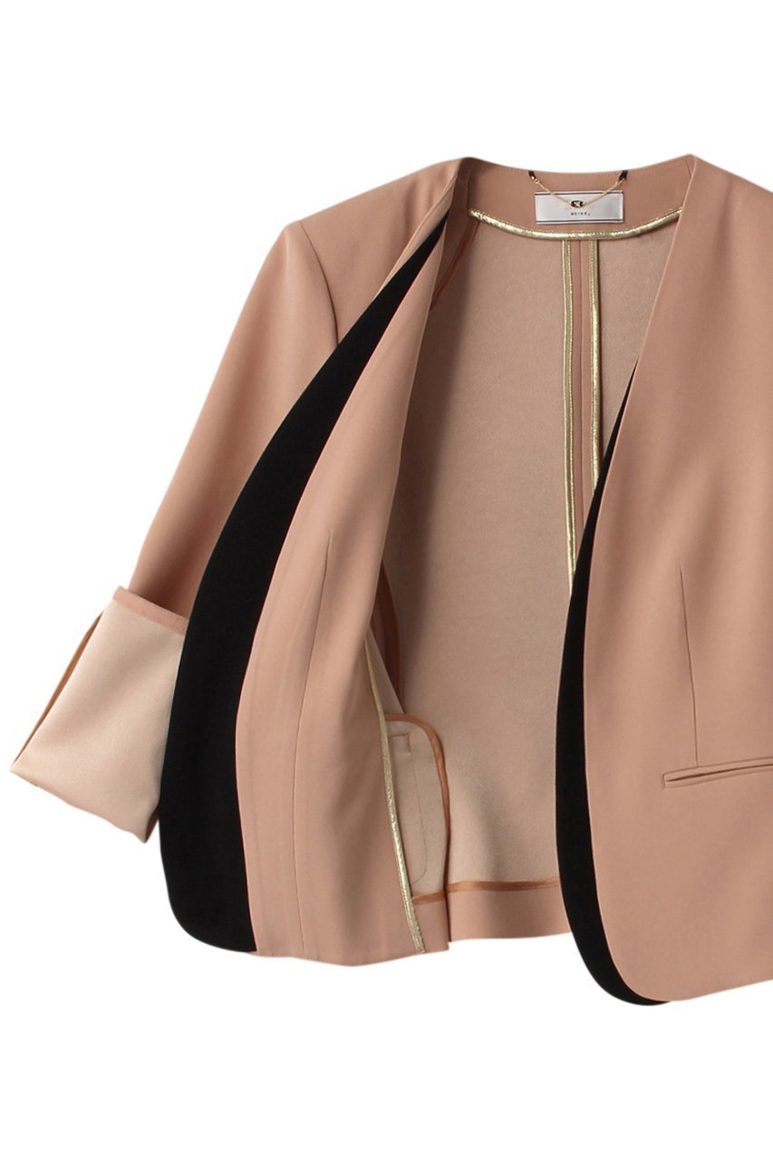 【ベイジ,/BEIGE,】のCINDY(シンディー)/ノーカラージャケット 大人の最旬トレンドファッション＆コーディネート founy(ファウニー) 　ファッション　Fashion　レディースファッション　Fashion for Women　アウター　Coat / Outerwear Collection　レディースジャケット・軽アウター　Jackets　ノーカラージャケット / シンプル上品コーデ　Collarless Jackets　ジャケット　Jacket, Outerwear　ストレッチ　Stretch, Stretchy Fabric　パイピング　Piping, Trim Design　エレガント 上品　Elegant　定番　Standard, Basic Item　other-6|ID: prp329100003419419 ipo3291000000036759359