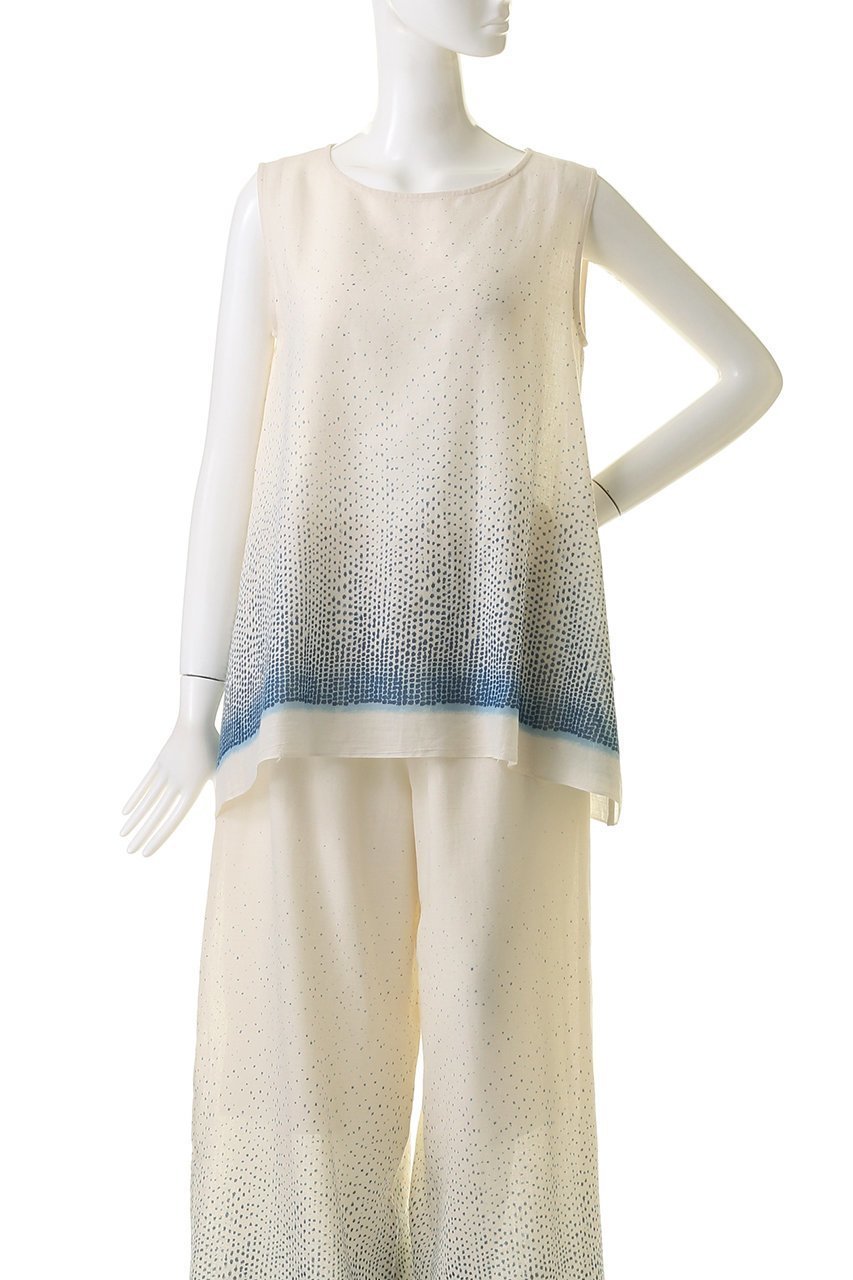 【プリスティン/PRISTINE】のグラデドットノースリーブブラウス 人気、トレンドファッション・服の通販 founy(ファニー) 　ファッション　Fashion　レディースファッション　WOMEN　トップス・カットソー　Tops/Tshirt　キャミソール / ノースリーブ　No Sleeves　シャツ/ブラウス　Shirts/Blouses　おすすめ　Recommend　グラデーション　Gradation　ドット　Dot　ノースリーブ　No Sleeve　ボトム　Bottom　リネン　Linen　other-2|ID: prp329100003419449 ipo3291000000031405080