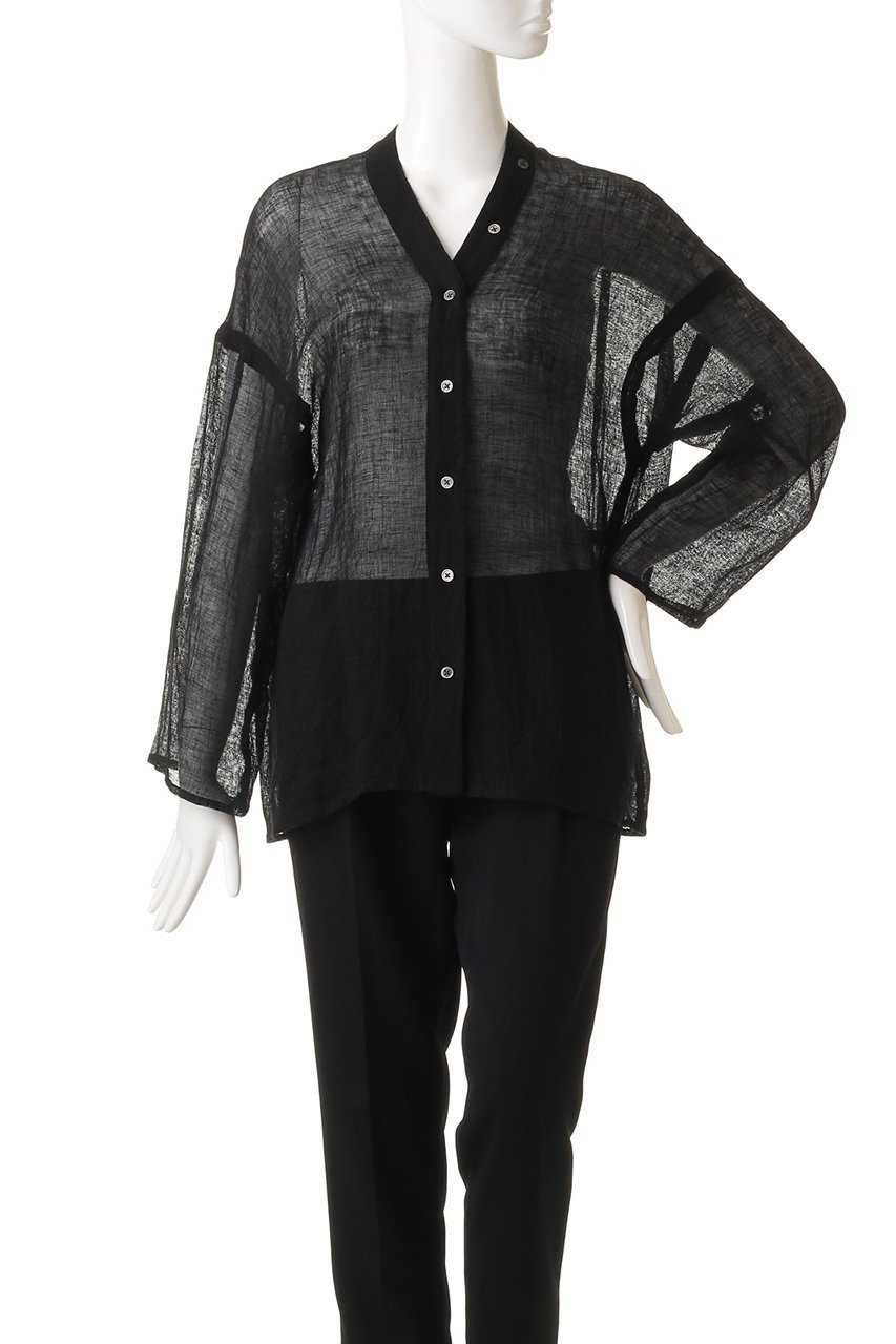 【エリオポール/heliopole】のCRUNCHY LINEN Vネックシャツ 人気、トレンドファッション・服の通販 founy(ファニー) 　ファッション　Fashion　レディースファッション　Fashion for Women　トップス・カットソー　Cut & Sew Tops　シャツ・ブラウス・オフィスカジュアル　Elegant Blouses & Button-Ups　Vネックトップス　V-Neck Tops / V-Cut Neckline Shirts　シアー　Sheer, See-Through　スリーブ　Sleeve, Long Sleeve / Short Sleeve　トレンド　Trend, Trending Now　リネン　Linen, Linen Fabric　ロング　Long, Long-Length　other-2|ID: prp329100003422201 ipo3291000000032938203