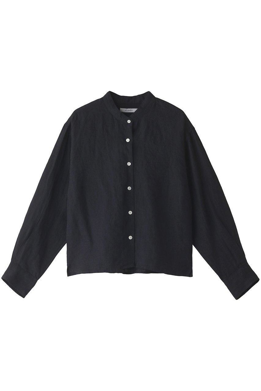 【エリオポール/heliopole】のリネンショートシャツ インテリア・キッズ・メンズ・レディースファッション・服の通販 founy(ファニー) ファッション Fashion レディースファッション Fashion for Women トップス・カットソー Cut & Sew Tops シャツ・ブラウス・オフィスカジュアル Elegant Blouses & Button-Ups ショート Short, Short Length シンプル Simple, Minimal スリーブ Sleeve, Long Sleeve / Short Sleeve トレンド Trend, Trending Now リネン Linen, Linen Fabric ブラック|ID: prp329100003422226 ipo3291000000035824057