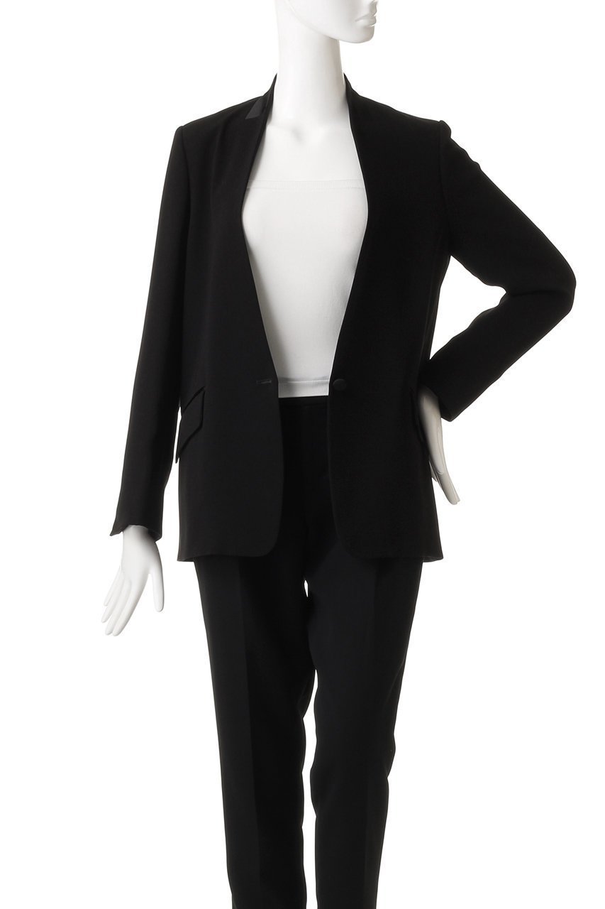 【コルピエロ/Col Pierrot】のブラックシングルジャケット 人気、トレンドファッション・服の通販 founy(ファニー) 　ファッション　Fashion　レディースファッション　Fashion for Women　アウター　Coat / Outerwear Collection　レディースジャケット・軽アウター　Jackets　インナー　Innerwear　サテン　Satin, Glossy Fabric　シンプル　Simple, Minimal　ジャケット　Jacket, Outerwear　ジョーゼット　Georgette, Semi-Sheer Fabric　ビジネス 仕事 通勤　Business / Work / Commuting　other-7|ID: prp329100003422236 ipo3291000000032966509