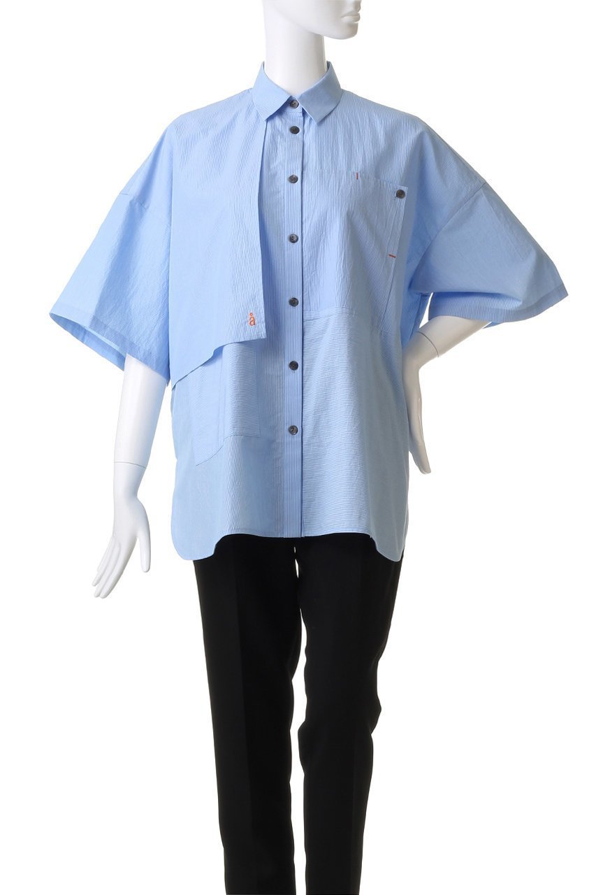 【ナゴンスタンス/nagonstans】のT/Cコンパクトストライプ 3/4Sleeve SH/シャツ 人気、トレンドファッション・服の通販 founy(ファニー) 　ファッション　Fashion　レディースファッション　Fashion for Women　トップス・カットソー　Cut & Sew Tops　シャツ・ブラウス・オフィスカジュアル　Elegant Blouses & Button-Ups　アシンメトリー　Asymmetrical Style　コンパクト　Compact, Small Size　ショート　Short, Short Length　ストライプ　Stripe, Striped Pattern　スリーブ　Sleeve, Long Sleeve / Short Sleeve　リラックス　Relax, Relaxed Fit　other-2|ID: prp329100003430944 ipo3291000000036060222