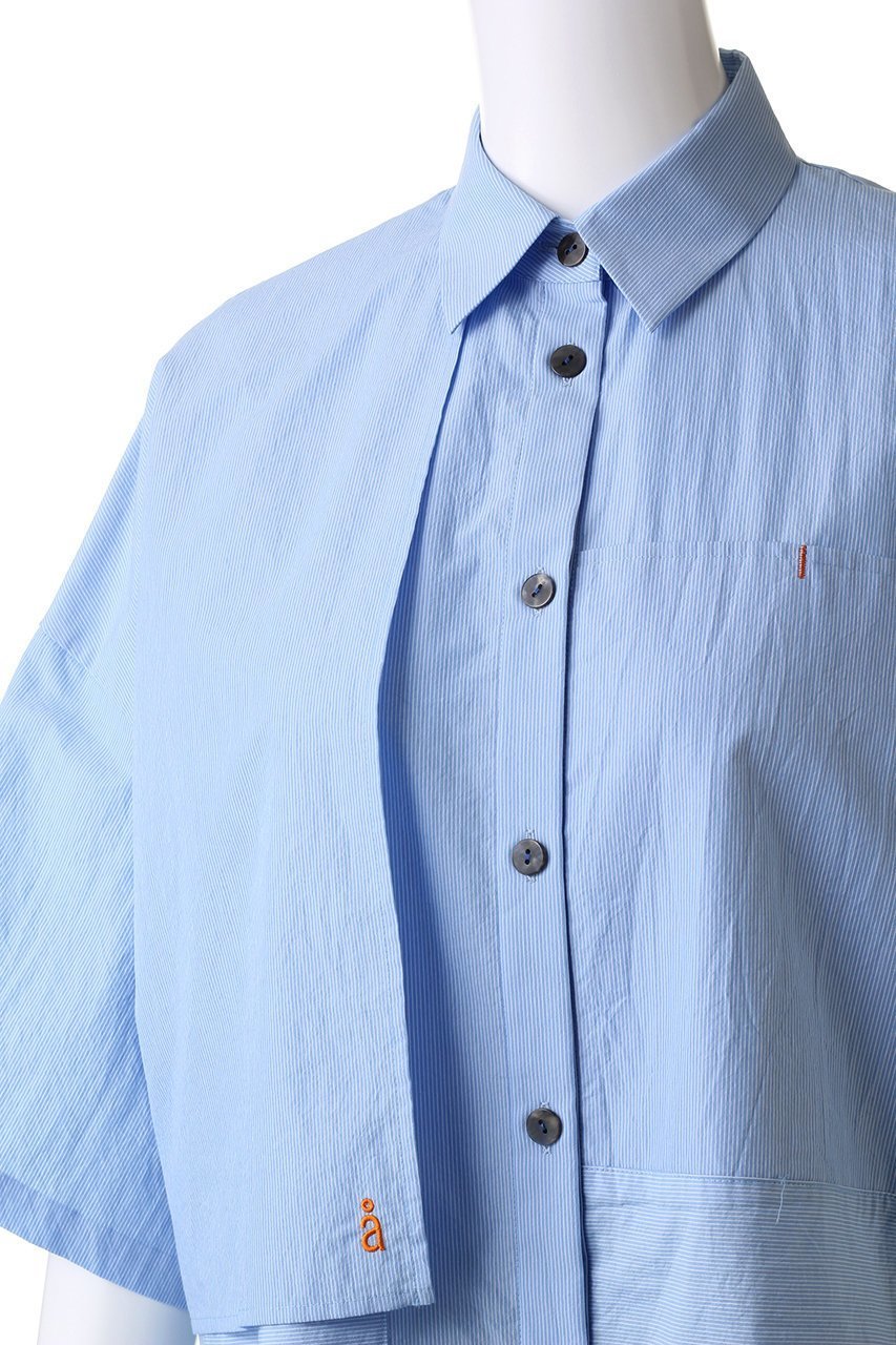 【ナゴンスタンス/nagonstans】のT/Cコンパクトストライプ 3/4Sleeve SH/シャツ 人気、トレンドファッション・服の通販 founy(ファニー) 　ファッション　Fashion　レディースファッション　Fashion for Women　トップス・カットソー　Cut & Sew Tops　シャツ・ブラウス・オフィスカジュアル　Elegant Blouses & Button-Ups　アシンメトリー　Asymmetrical Style　コンパクト　Compact, Small Size　ショート　Short, Short Length　ストライプ　Stripe, Striped Pattern　スリーブ　Sleeve, Long Sleeve / Short Sleeve　リラックス　Relax, Relaxed Fit　other-5|ID: prp329100003430944 ipo3291000000036060225