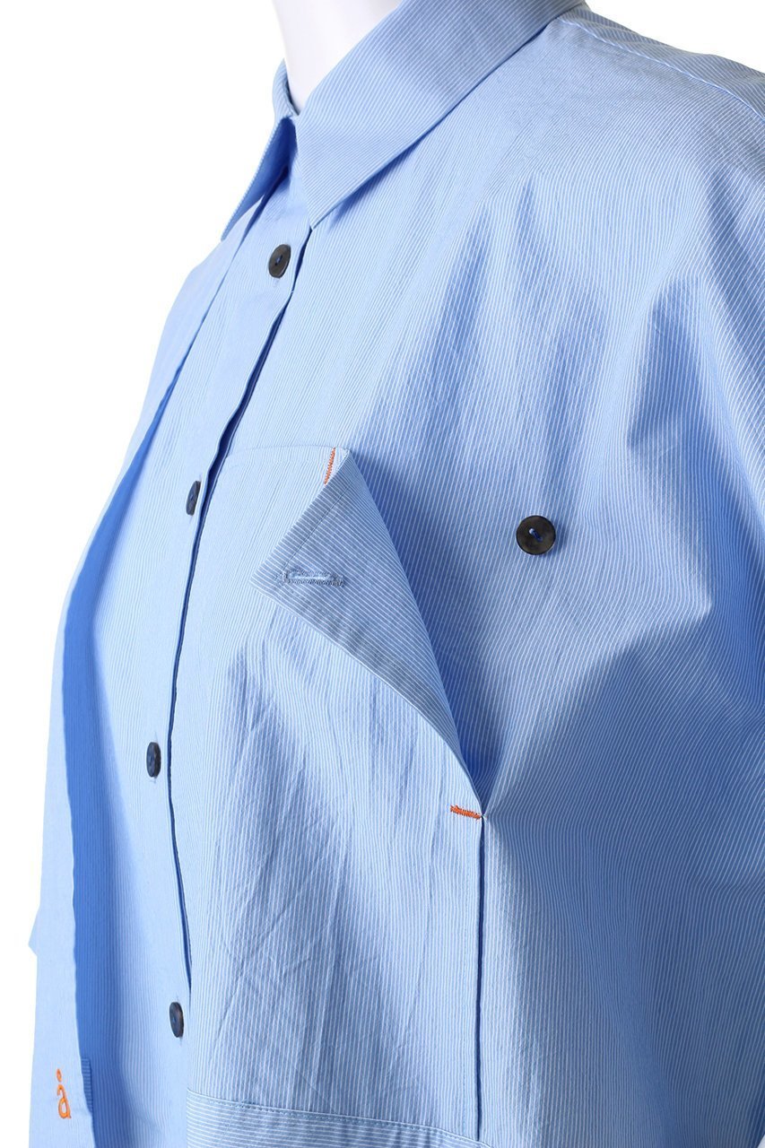 【ナゴンスタンス/nagonstans】のT/Cコンパクトストライプ 3/4Sleeve SH/シャツ 人気、トレンドファッション・服の通販 founy(ファニー) 　ファッション　Fashion　レディースファッション　Fashion for Women　トップス・カットソー　Cut & Sew Tops　シャツ・ブラウス・オフィスカジュアル　Elegant Blouses & Button-Ups　アシンメトリー　Asymmetrical Style　コンパクト　Compact, Small Size　ショート　Short, Short Length　ストライプ　Stripe, Striped Pattern　スリーブ　Sleeve, Long Sleeve / Short Sleeve　リラックス　Relax, Relaxed Fit　other-6|ID: prp329100003430944 ipo3291000000036060226