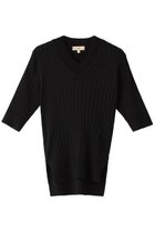 【エムダブリュー/MW】のシルク リブ Vネック ニット 人気、トレンドファッション・服の通販 founy(ファニー) ファッション Fashion レディースファッション Fashion for Women トップス・カットソー Cut & Sew Tops ニット Knit Tops & Sweaters カジュアルプルオーバー・ニットトップス Pullovers & Knit Tops / Casual Pullovers Vネックトップス V-Neck Tops / V-Cut Neckline Shirts なめらか Smooth, Silky Texture インナー Innerwear シルク Silk, 100% Silk シンプル Simple, Minimal ストライプ Stripe, Striped Pattern フィット Fit, Slim Fit 半袖 Short Sleeve, Half Sleeve thumbnail ブラック|ID: prp329100003445480 ipo3291000000032933701