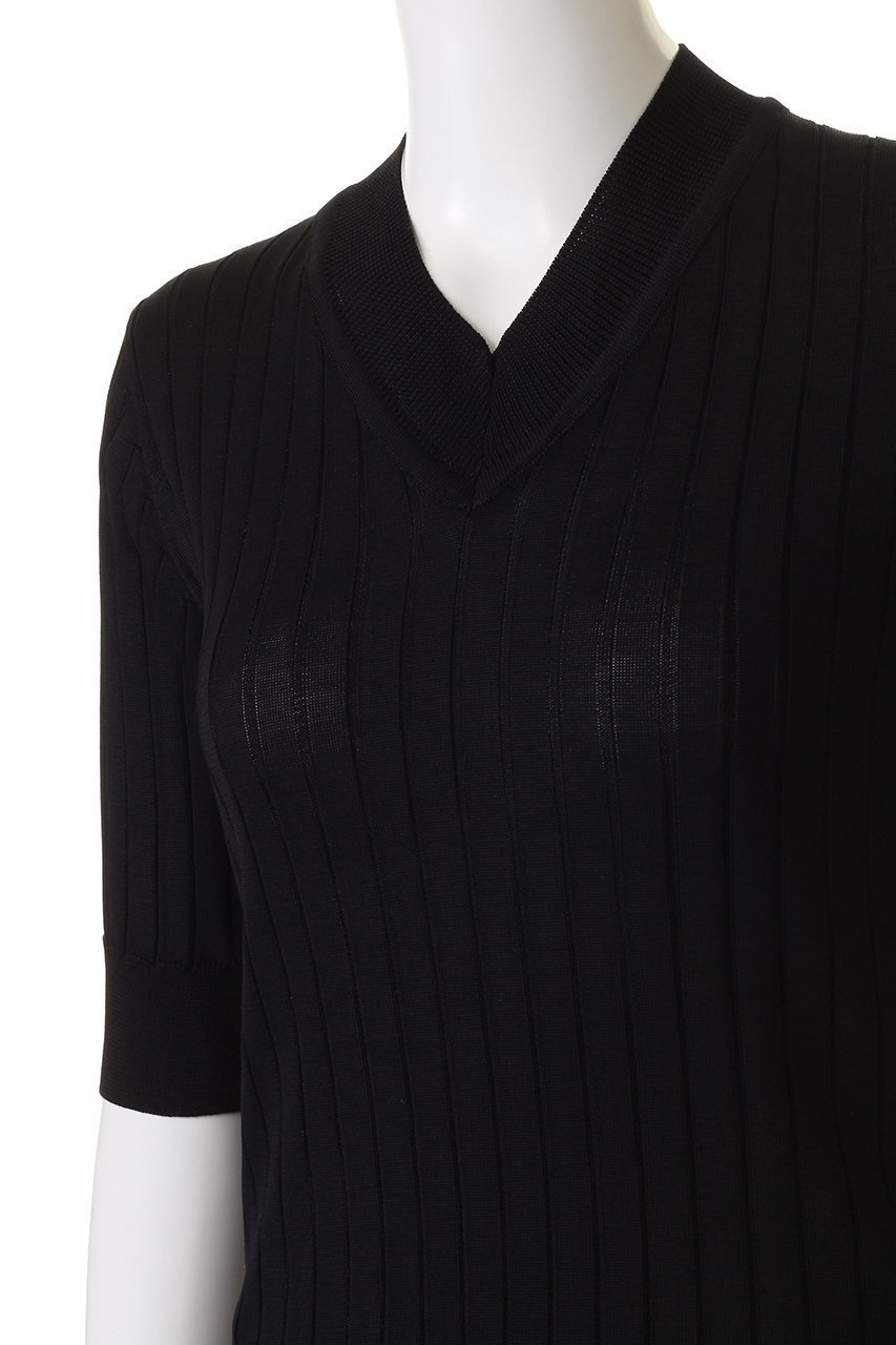 【エムダブリュー/MW】のシルク リブ Vネック ニット 人気、トレンドファッション・服の通販 founy(ファニー) 　ファッション　Fashion　レディースファッション　Fashion for Women　トップス・カットソー　Cut & Sew Tops　ニット　Knit Tops & Sweaters　カジュアルプルオーバー・ニットトップス　Pullovers & Knit Tops / Casual Pullovers　Vネックトップス　V-Neck Tops / V-Cut Neckline Shirts　なめらか　Smooth, Silky Texture　インナー　Innerwear　シルク　Silk, 100% Silk　シンプル　Simple, Minimal　ストライプ　Stripe, Striped Pattern　フィット　Fit, Slim Fit　半袖　Short Sleeve, Half Sleeve　other-5|ID: prp329100003445480 ipo3291000000032933737