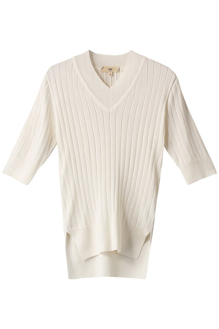 【エムダブリュー/MW】のシルク リブ Vネック ニット インテリア・キッズ・メンズ・レディースファッション・服の通販 founy(ファニー) https://founy.com/ ファッション Fashion レディースファッション Fashion for Women トップス・カットソー Cut & Sew Tops ニット Knit Tops & Sweaters カジュアルプルオーバー・ニットトップス Pullovers & Knit Tops / Casual Pullovers Vネックトップス V-Neck Tops / V-Cut Neckline Shirts なめらか Smooth, Silky Texture インナー Innerwear シルク Silk, 100% Silk シンプル Simple, Minimal ストライプ Stripe, Striped Pattern フィット Fit, Slim Fit 半袖 Short Sleeve, Half Sleeve |ID: prp329100003445480 ipo3291000000036687996