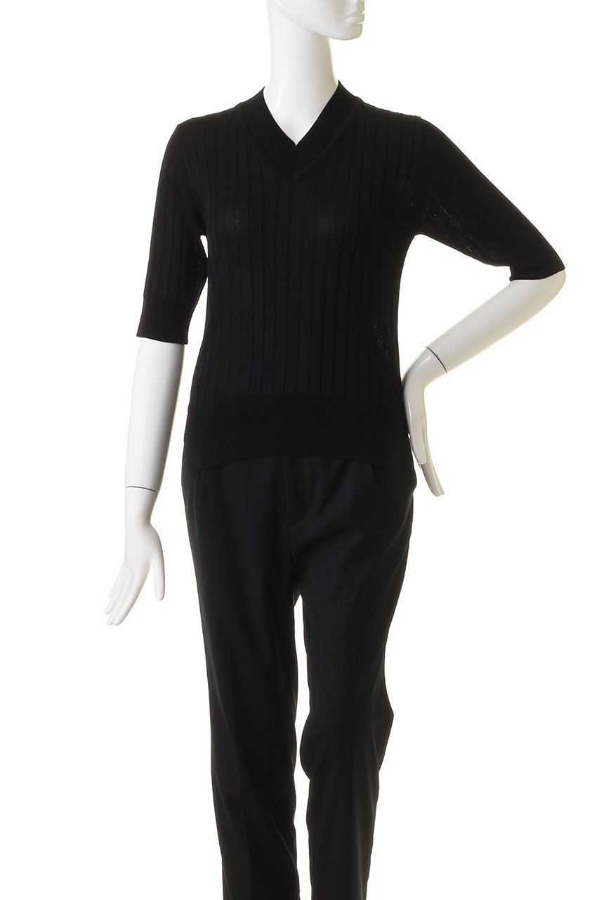 【エムダブリュー/MW】のシルク リブ Vネック ニット 人気、トレンドファッション・服の通販 founy(ファニー) 　ファッション　Fashion　レディースファッション　Fashion for Women　トップス・カットソー　Cut & Sew Tops　ニット　Knit Tops & Sweaters　カジュアルプルオーバー・ニットトップス　Pullovers & Knit Tops / Casual Pullovers　Vネックトップス　V-Neck Tops / V-Cut Neckline Shirts　なめらか　Smooth, Silky Texture　インナー　Innerwear　シルク　Silk, 100% Silk　シンプル　Simple, Minimal　ストライプ　Stripe, Striped Pattern　フィット　Fit, Slim Fit　半袖　Short Sleeve, Half Sleeve　other-2|ID: prp329100003445480 ipo3291000000036896516