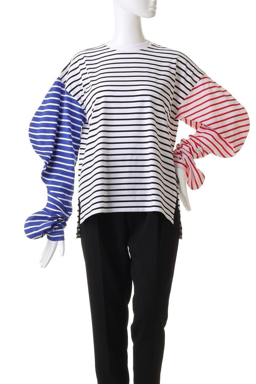 【ナゴンスタンス/nagonstans】のMIX Border Twist Sleeve ロングTシャツ 人気、トレンドファッション・服の通販 founy(ファニー) 　ファッション　Fashion　レディースファッション　WOMEN　トップス・カットソー　Tops/Tshirt　シャツ/ブラウス　Shirts/Blouses　ロング / Tシャツ　T-Shirts　カットソー　Cut and Sewn　サロペット　Overalls　スリーブ　Sleeve　ボーダー　Border　モチーフ　Motif　ロング　Long　other-2|ID: prp329100003456729 ipo3291000000031403849