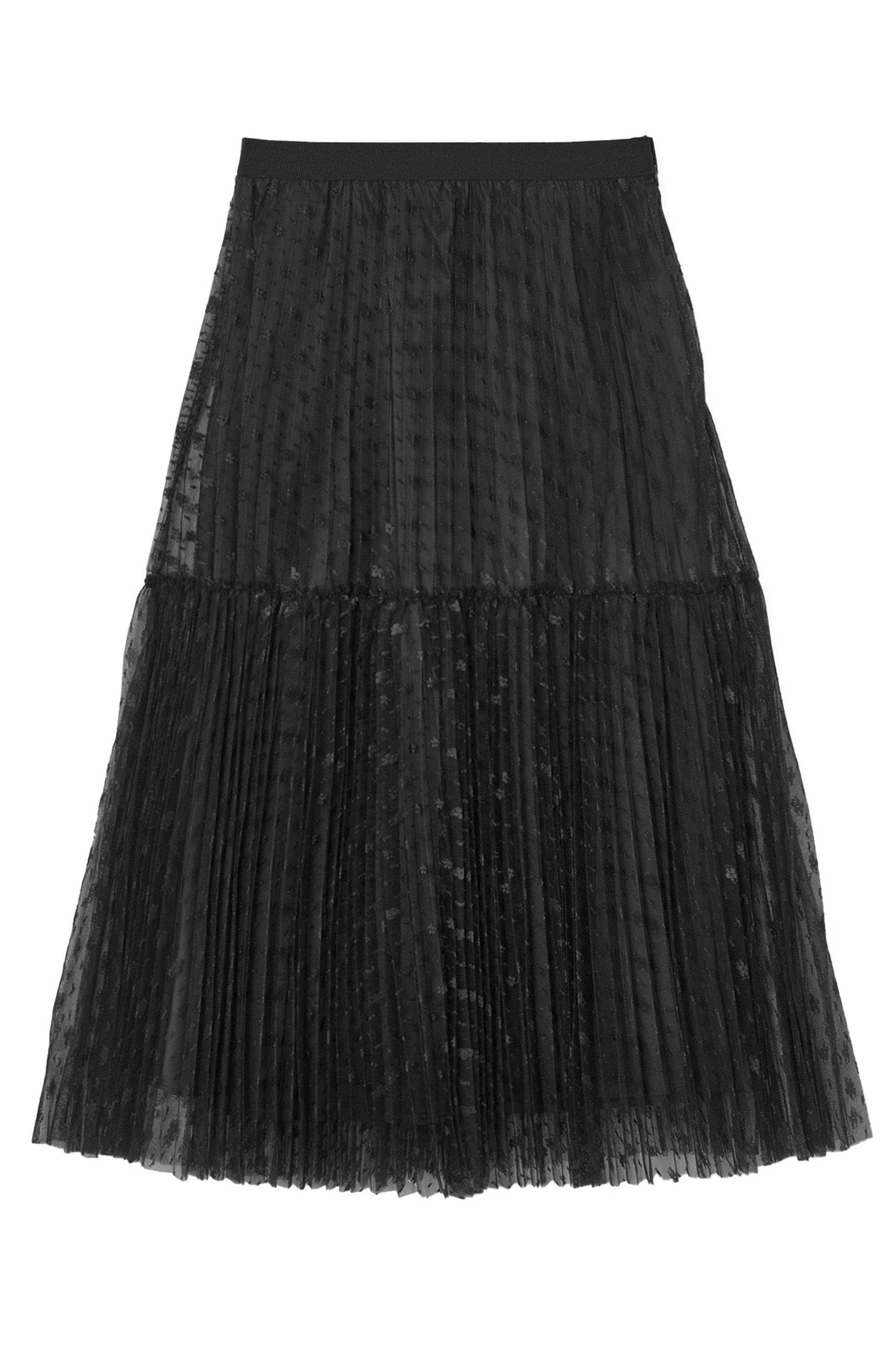 【アナイ/ANAYI】のフラワーチュールプリーツ スカート インテリア・キッズ・メンズ・レディースファッション・服の通販 founy(ファニー) 　ファッション　Fashion　レディースファッション　WOMEN　スカート　Skirt　プリーツスカート　Pleated Skirts　ロングスカート　Long Skirt　おすすめ　Recommend　グログラン　セットアップ　ティアード　ドット　フェミニン　プリーツ　ロング　冬　Winter　ブラック|ID: prp329100003458342 ipo3291000000022899278