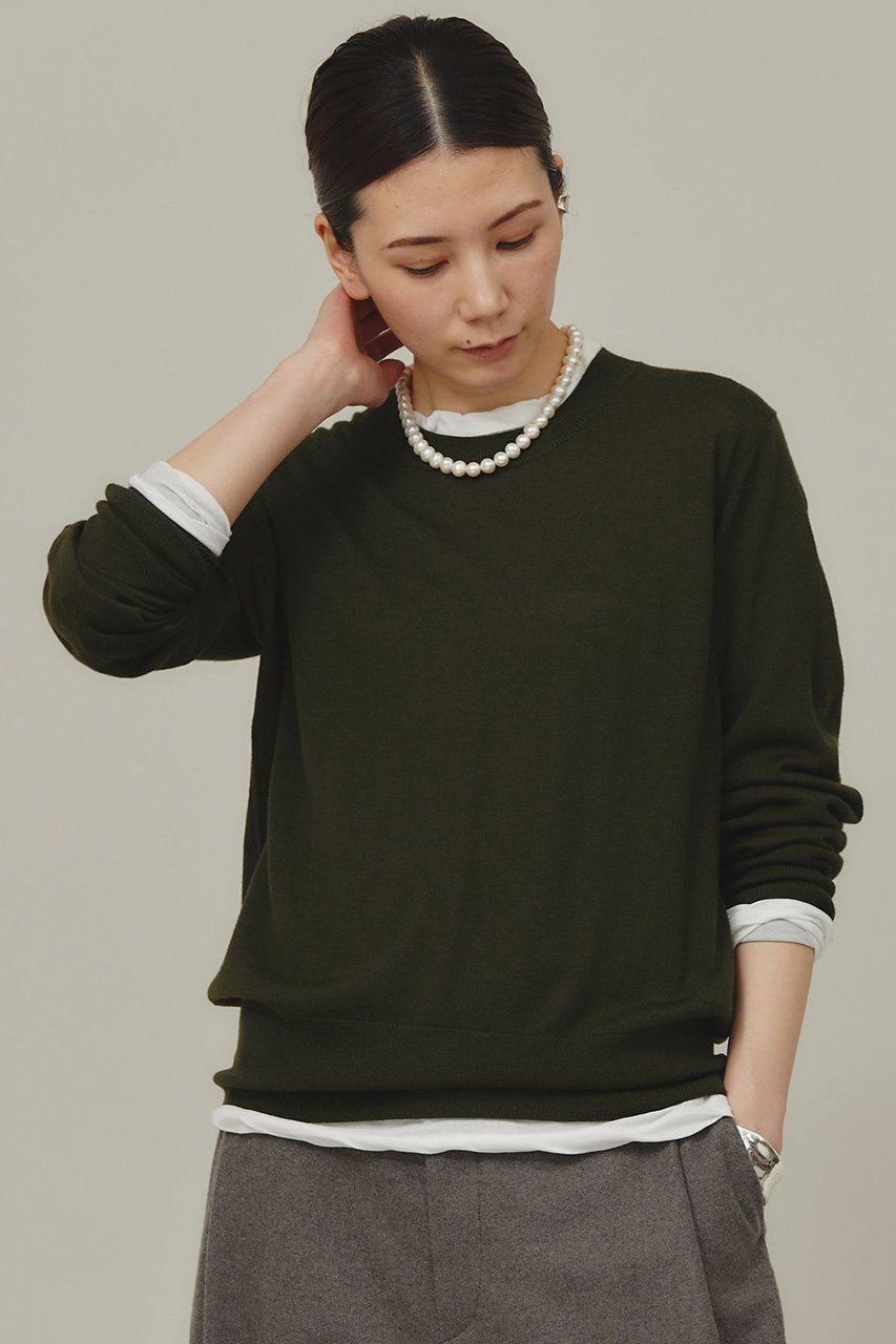 【カレンソロジー/Curensology】のファインウールクルーニットプルオーバー インテリア・キッズ・メンズ・レディースファッション・服の通販 founy(ファニー) ファッション Fashion レディースファッション Fashion for Women トップス・カットソー Cut & Sew Tops ニット Knit Tops & Sweaters カジュアルプルオーバー・ニットトップス Pullovers & Knit Tops / Casual Pullovers コンパクト Compact, Small Size シンプル Simple, Minimal ラップ Wrap, Wrap Design エレガント 上品 Elegant 今季 This Season, Current Season カーキ|ID: prp329100003458356 ipo3291000000032957741