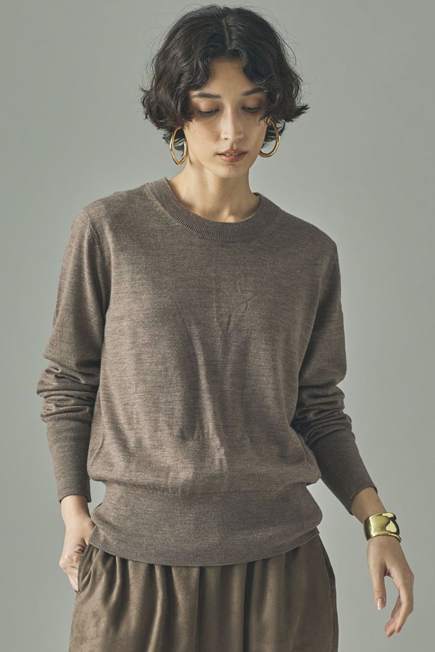 【カレンソロジー/Curensology】のファインウールクルーニットプルオーバー インテリア・キッズ・メンズ・レディースファッション・服の通販 founy(ファニー) ファッション Fashion レディースファッション Fashion for Women トップス・カットソー Cut & Sew Tops ニット Knit Tops & Sweaters カジュアルプルオーバー・ニットトップス Pullovers & Knit Tops / Casual Pullovers コンパクト Compact, Small Size シンプル Simple, Minimal ラップ Wrap, Wrap Design エレガント 上品 Elegant 今季 This Season, Current Season モカ|ID: prp329100003458356 ipo3291000000034091520