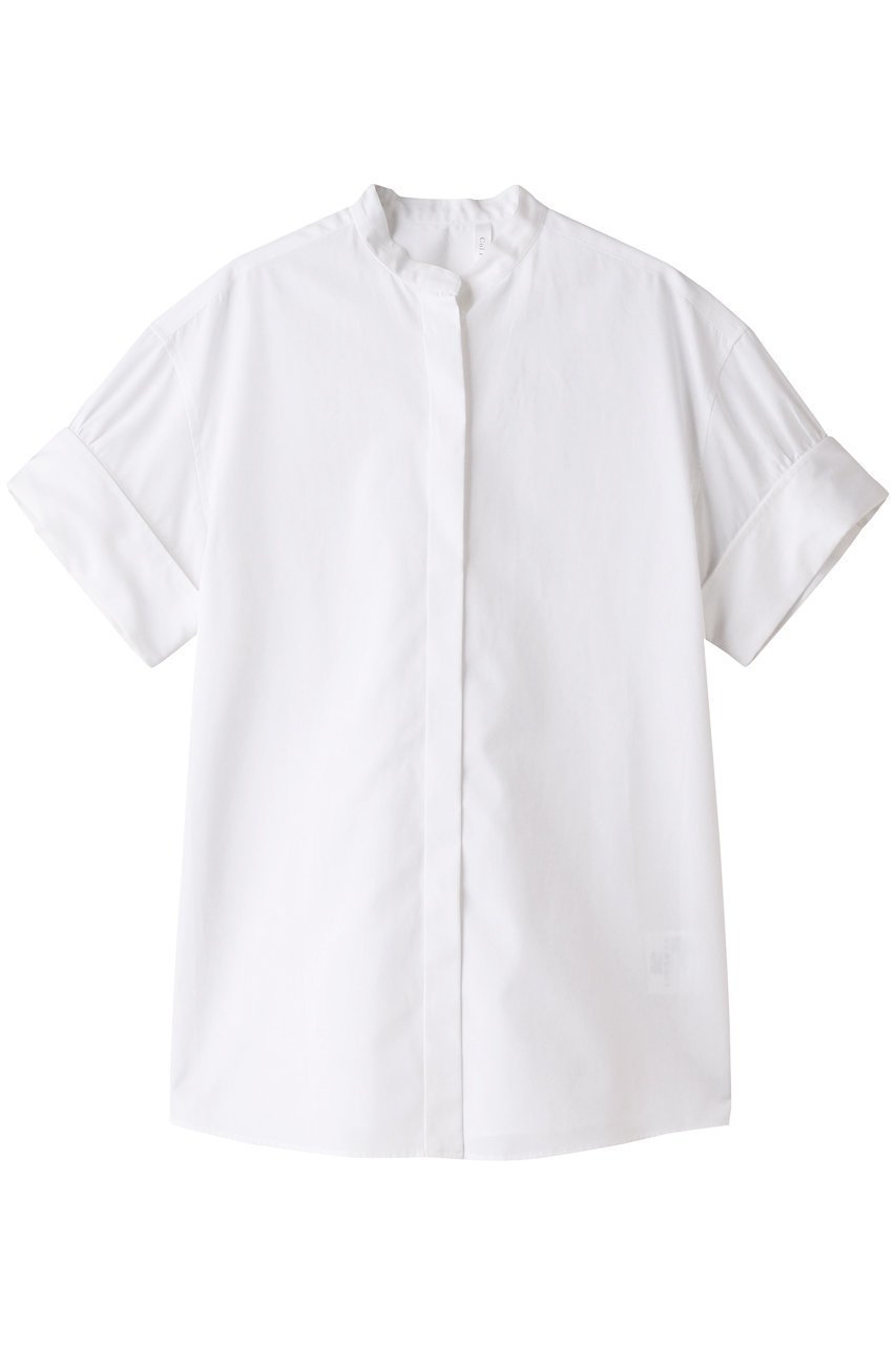 【コルピエロ/Col Pierrot】のスタンドカラー半袖シャツ インテリア・キッズ・メンズ・レディースファッション・服の通販 founy(ファニー) 　ファッション　Fashion　レディースファッション　Fashion for Women　トップス・カットソー　Cut & Sew Tops　シャツ・ブラウス・オフィスカジュアル　Elegant Blouses & Button-Ups　ショート　Short, Short Length　スタンド　Stand Collar, Upright Stand　スリーブ　Sleeve, Long Sleeve / Short Sleeve　半袖　Short Sleeve, Half Sleeve　ホワイト|ID: prp329100003470122 ipo3291000000032890551