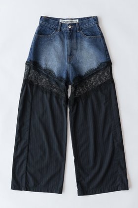 【プランク プロジェクト/PRANK PROJECT】のデニムレースブロッキングパンツ / Denim Lace Blocking Pants 人気、トレンドファッション・服の通販 founy(ファニー) ファッション Fashion レディースファッション WOMEN パンツ Pants デニムパンツ Denim Pants 切替 Switching サテン Satin シルク Silk ストライプ Stripe ストレッチ Stretch タイツ Tights デニム Denim レース Race エレガント 上品 Elegant |ID:prp329100003478491