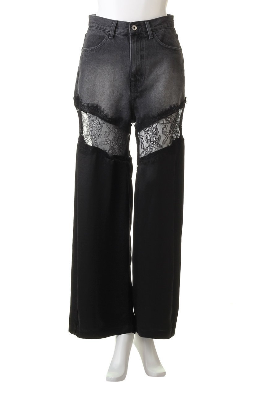 【プランク プロジェクト/PRANK PROJECT】のデニムレースブロッキングパンツ / Denim Lace Blocking Pants 人気、トレンドファッション・服の通販 founy(ファニー) 　ファッション　Fashion　レディースファッション　Fashion for Women　パンツ　Pants & Trousers　デニムパンツ・ジーンズ・美脚デニム　Denim Jeans & Pants　切替　Switching, Contrast Panel　サテン　Satin, Glossy Fabric　シルク　Silk, 100% Silk　ストライプ　Stripe, Striped Pattern　ストレッチ　Stretch, Stretchy Fabric　タイツ　Tights, Legwear　デニム　Denim, Jeans Material　レース　Lace, Lace Fabric　再入荷　Restock / Back in Stock　エレガント 上品　Elegant　other-2|ID: prp329100003478491 ipo3291000000032245212