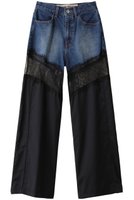 【プランク プロジェクト/PRANK PROJECT】のデニムレースブロッキングパンツ / Denim Lace Blocking Pants 人気、トレンドファッション・服の通販 founy(ファニー) ファッション Fashion レディースファッション Fashion for Women パンツ Pants & Trousers デニムパンツ・ジーンズ・美脚デニム Denim Jeans & Pants 切替 Switching, Contrast Panel サテン Satin, Glossy Fabric シルク Silk, 100% Silk ストライプ Stripe, Striped Pattern ストレッチ Stretch, Stretchy Fabric タイツ Tights, Legwear デニム Denim, Jeans Material レース Lace, Lace Fabric エレガント 上品 Elegant |ID:prp329100003478491