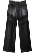 【プランク プロジェクト/PRANK PROJECT】のデニムレースブロッキングパンツ / Denim Lace Blocking Pants BLK(ブラック)|ID: prp329100003478491 ipo3291000000036072900