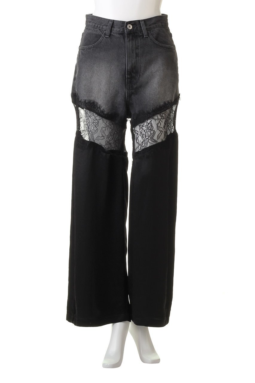 【プランク プロジェクト/PRANK PROJECT】のデニムレースブロッキングパンツ / Denim Lace Blocking Pants 大人の最旬トレンドファッション＆コーディネート founy(ファウニー) 　ファッション　Fashion　レディースファッション　Fashion for Women　パンツ　Pants & Trousers　デニムパンツ・ジーンズ・美脚デニム　Denim Jeans & Pants　切替　Switching, Contrast Panel　サテン　Satin, Glossy Fabric　シルク　Silk, 100% Silk　ストライプ　Stripe, Striped Pattern　ストレッチ　Stretch, Stretchy Fabric　タイツ　Tights, Legwear　デニム　Denim, Jeans Material　レース　Lace, Lace Fabric　エレガント 上品　Elegant　other-2|ID: prp329100003478491 ipo3291000000036567080