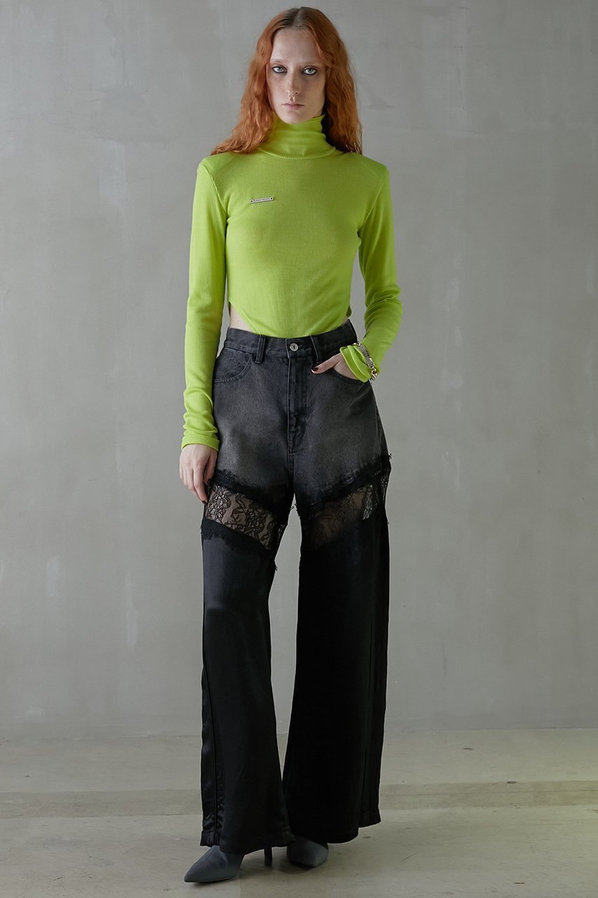 【プランク プロジェクト/PRANK PROJECT】のデニムレースブロッキングパンツ / Denim Lace Blocking Pants 大人の最旬トレンドファッション＆コーディネート founy(ファウニー) 　ファッション　Fashion　レディースファッション　Fashion for Women　パンツ　Pants & Trousers　デニムパンツ・ジーンズ・美脚デニム　Denim Jeans & Pants　切替　Switching, Contrast Panel　サテン　Satin, Glossy Fabric　シルク　Silk, 100% Silk　ストライプ　Stripe, Striped Pattern　ストレッチ　Stretch, Stretchy Fabric　タイツ　Tights, Legwear　デニム　Denim, Jeans Material　レース　Lace, Lace Fabric　エレガント 上品　Elegant　other-6|ID: prp329100003478491 ipo3291000000036567090