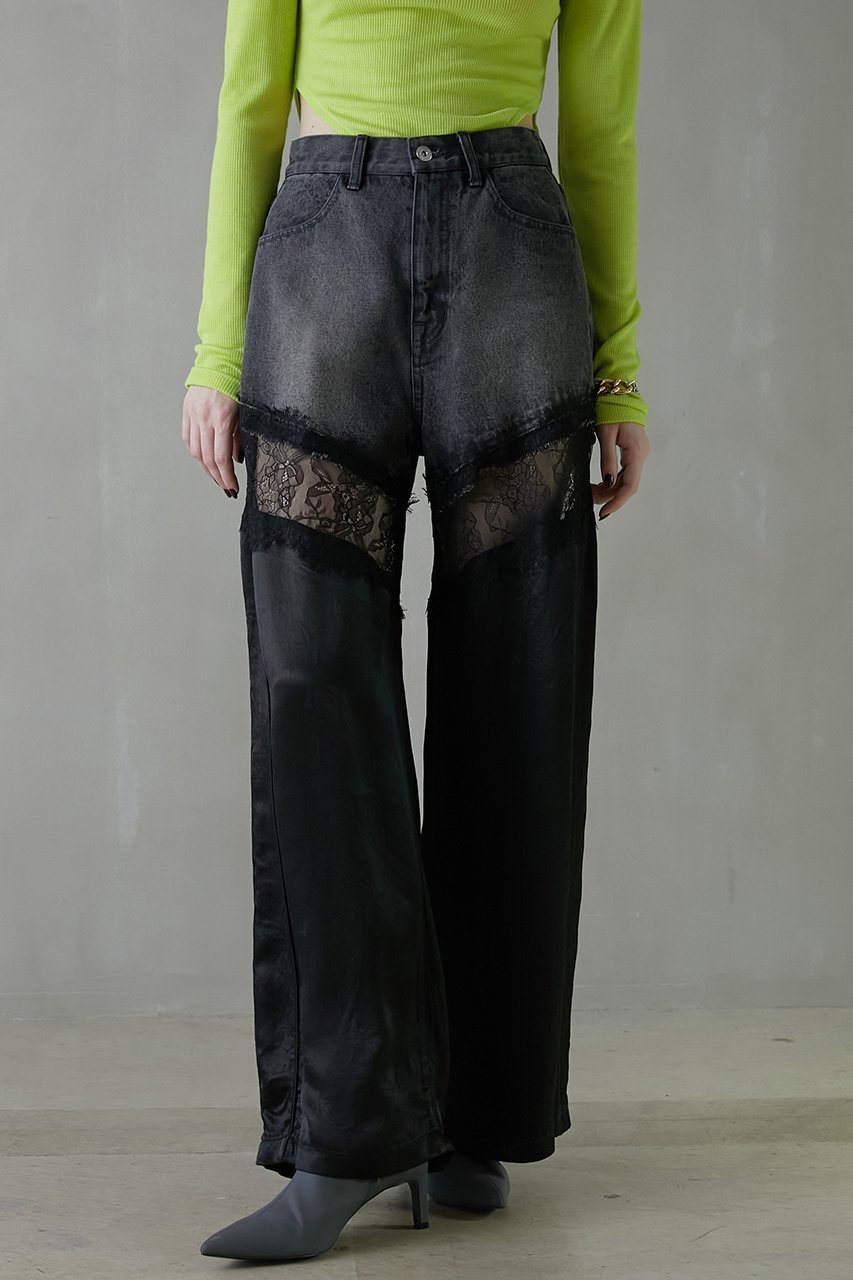 【プランク プロジェクト/PRANK PROJECT】のデニムレースブロッキングパンツ / Denim Lace Blocking Pants 大人の最旬トレンドファッション＆コーディネート founy(ファウニー) 　ファッション　Fashion　レディースファッション　Fashion for Women　パンツ　Pants & Trousers　デニムパンツ・ジーンズ・美脚デニム　Denim Jeans & Pants　切替　Switching, Contrast Panel　サテン　Satin, Glossy Fabric　シルク　Silk, 100% Silk　ストライプ　Stripe, Striped Pattern　ストレッチ　Stretch, Stretchy Fabric　タイツ　Tights, Legwear　デニム　Denim, Jeans Material　レース　Lace, Lace Fabric　エレガント 上品　Elegant　other-7|ID: prp329100003478491 ipo3291000000036567092