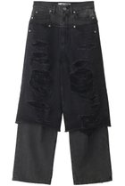 【プランク プロジェクト/PRANK PROJECT】のバイカラーダブルクラッシュデニム / Bicolor Double Crush Denim BLK(ブラック)|ID: prp329100003478494 ipo3291000000032829517