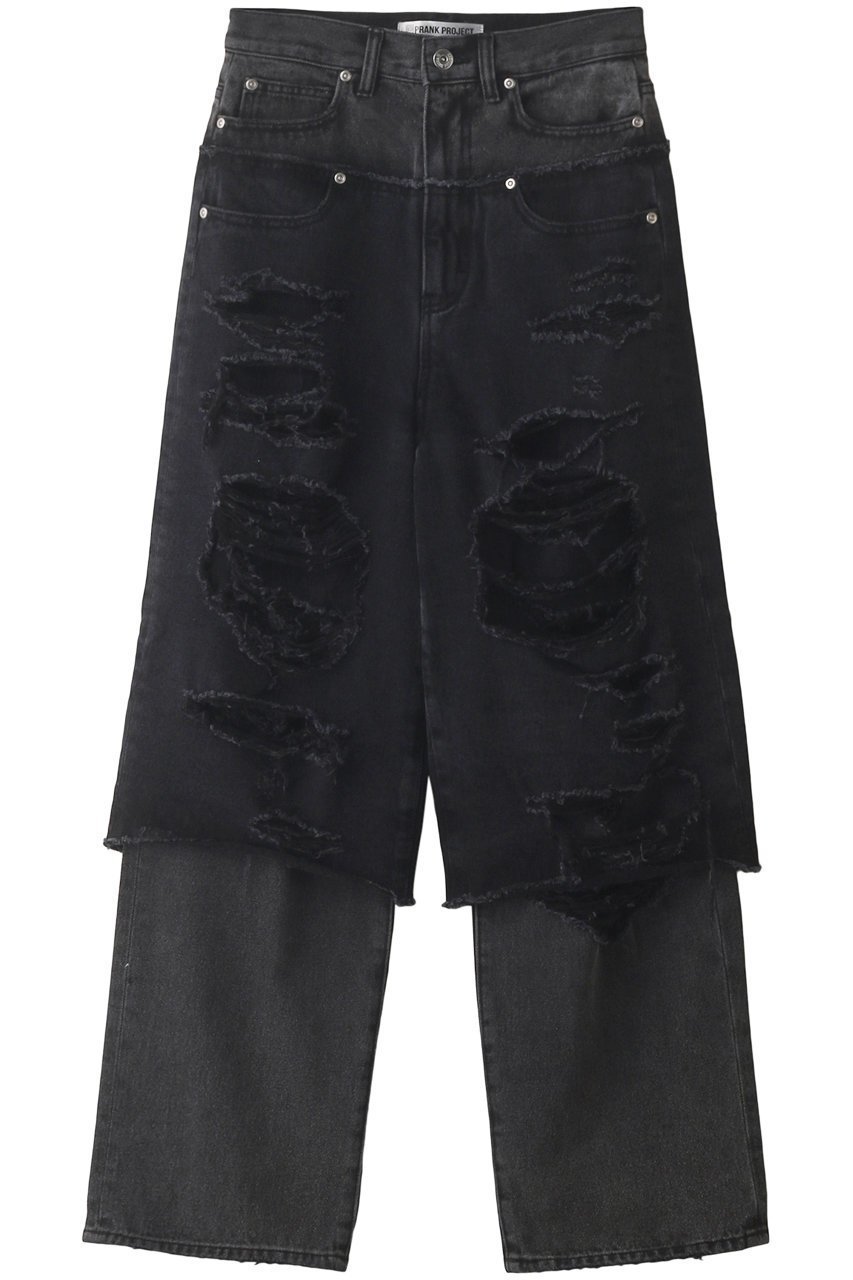 【プランク プロジェクト/PRANK PROJECT】のバイカラーダブルクラッシュデニム / Bicolor Double Crush Denim インテリア・キッズ・メンズ・レディースファッション・服の通販 founy(ファニー) 　ファッション　Fashion　レディースファッション　Fashion for Women　パンツ　Pants & Trousers　デニムパンツ・ジーンズ・美脚デニム　Denim Jeans & Pants　おすすめ　Recommended / Our Picks　クラッシュ　Distressed, Crashed Style　デニム　Denim, Jeans Material　ルーズ　Loose, Oversized　BLK(ブラック)|ID: prp329100003478494 ipo3291000000032829517