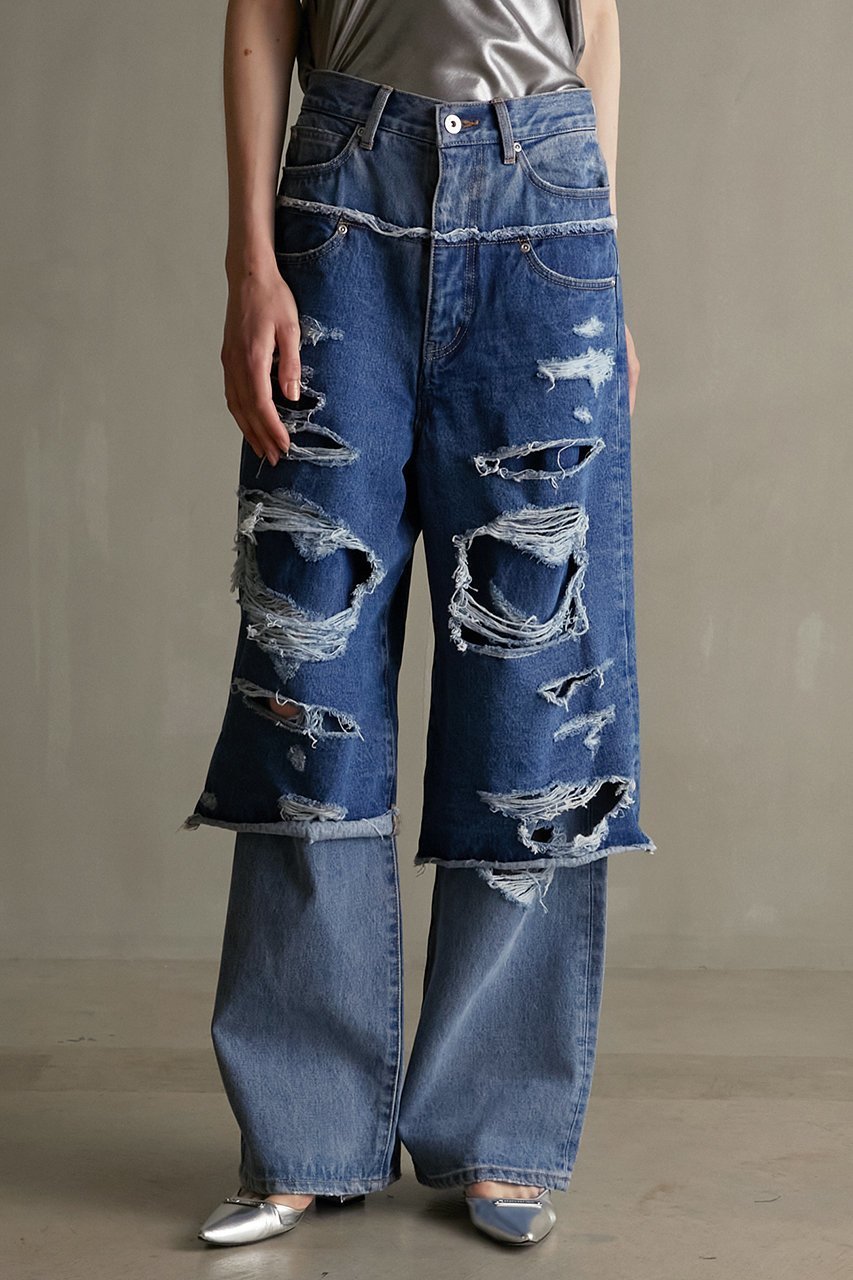 【プランク プロジェクト/PRANK PROJECT】のバイカラーダブルクラッシュデニム / Bicolor Double Crush Denim 人気、トレンドファッション・服の通販 founy(ファニー) 　ファッション　Fashion　レディースファッション　Fashion for Women　パンツ　Pants & Trousers　デニムパンツ・ジーンズ・美脚デニム　Denim Jeans & Pants　おすすめ　Recommended / Our Picks　クラッシュ　Distressed, Crashed Style　デニム　Denim, Jeans Material　ルーズ　Loose, Oversized　other-6|ID: prp329100003478494 ipo3291000000032829523
