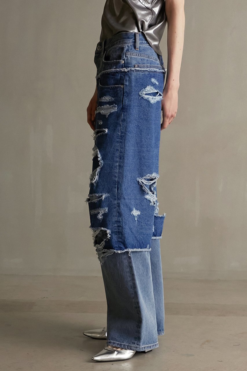 【プランク プロジェクト/PRANK PROJECT】のバイカラーダブルクラッシュデニム / Bicolor Double Crush Denim 人気、トレンドファッション・服の通販 founy(ファニー) 　ファッション　Fashion　レディースファッション　Fashion for Women　パンツ　Pants & Trousers　デニムパンツ・ジーンズ・美脚デニム　Denim Jeans & Pants　おすすめ　Recommended / Our Picks　クラッシュ　Distressed, Crashed Style　デニム　Denim, Jeans Material　ルーズ　Loose, Oversized　other-7|ID: prp329100003478494 ipo3291000000032829524
