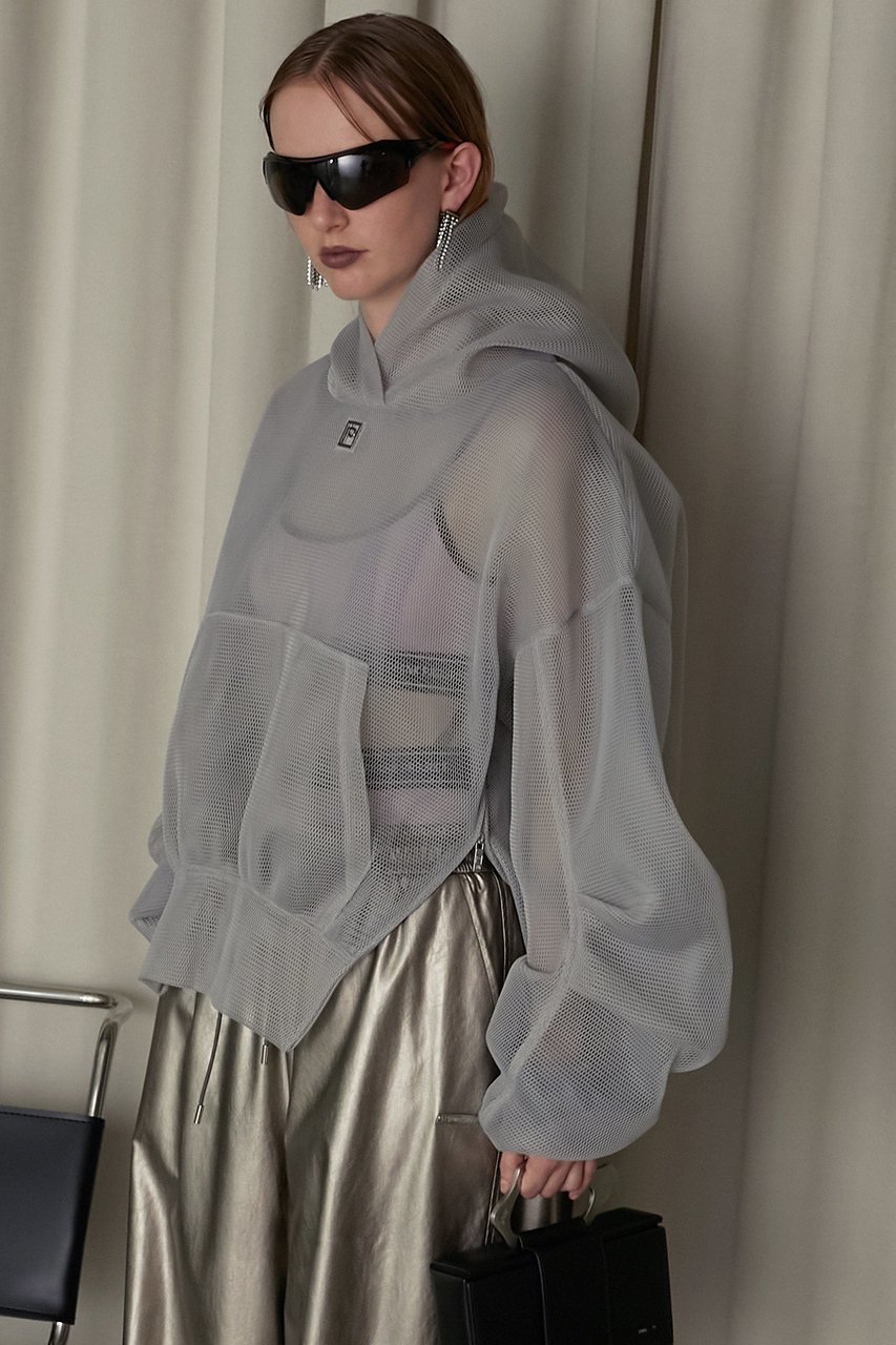 【プランク プロジェクト/PRANK PROJECT】のダブルフェイスメッシュオーバーフーディ / Double Face Mesh Over Hoodie 人気、トレンドファッション・服の通販 founy(ファニー) ファッション Fashion レディースファッション Fashion for Women トップス・カットソー Cut & Sew Tops シャツ・ブラウス・オフィスカジュアル Elegant Blouses & Button-Ups レディースパーカー・カジュアルフーディー Casual Hoodies & Sweatshirts ロングTシャツ・Tシャツ Longline T-Shirts & Tees スウェット・クルーネックトップス Sweatshirts & Crewnecks / Relaxed Fit Sweat Tops カットソー・ベーシックTシャツ Cut-and-Sewn Tops / Stretch Tees & Basics インナー Innerwear シアー Sheer, See-Through スリット Slit, Slit Detail チュール Tulip, Tulip Motif メッシュ Mesh, Net Fabric other-8|ID: prp329100003478503 ipo3291000000032940320