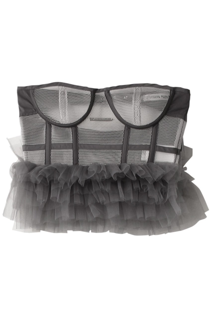【プランク プロジェクト/PRANK PROJECT】のメッシュフリルチュールビスチェ / Mesh Frill Tulle Bustier インテリア・キッズ・メンズ・レディースファッション・服の通販 founy(ファニー) 　ファッション　Fashion　レディースファッション　Fashion for Women　アウター　Coat / Outerwear Collection　レディースジャケット・軽アウター　Jackets　おすすめ　Recommended / Our Picks　カットソー　Cut and Sewn Top　ジャケット　Jacket, Outerwear　スポーティ　Sporty, Casual Athletic　ダブル　Double, Double-Breasted　チュール　Tulip, Tulip Motif　ビスチェ　Bustier, Corset Top　フィット　Fit, Slim Fit　ベスト　Vest, Waistcoat　メッシュ　Mesh, Net Fabric　GRY(グレー)|ID: prp329100003478514 ipo3291000000032966762