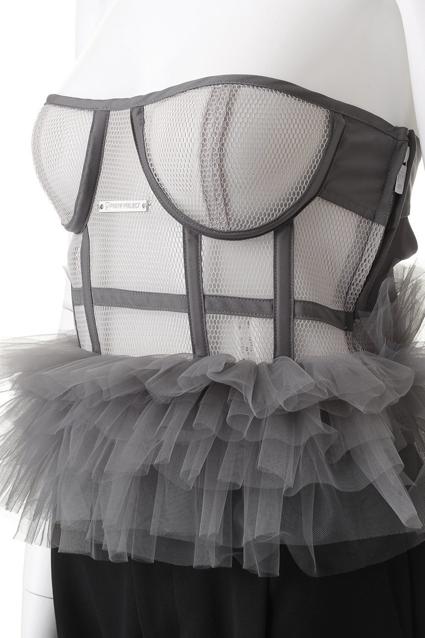 【プランク プロジェクト/PRANK PROJECT】のメッシュフリルチュールビスチェ / Mesh Frill Tulle Bustier 人気、トレンドファッション・服の通販 founy(ファニー) 　ファッション　Fashion　レディースファッション　Fashion for Women　アウター　Coat / Outerwear Collection　レディースジャケット・軽アウター　Jackets　おすすめ　Recommended / Our Picks　カットソー　Cut and Sewn Top　ジャケット　Jacket, Outerwear　スポーティ　Sporty, Casual Athletic　ダブル　Double, Double-Breasted　チュール　Tulip, Tulip Motif　ビスチェ　Bustier, Corset Top　フィット　Fit, Slim Fit　ベスト　Vest, Waistcoat　メッシュ　Mesh, Net Fabric　other-5|ID: prp329100003478514 ipo3291000000036062112