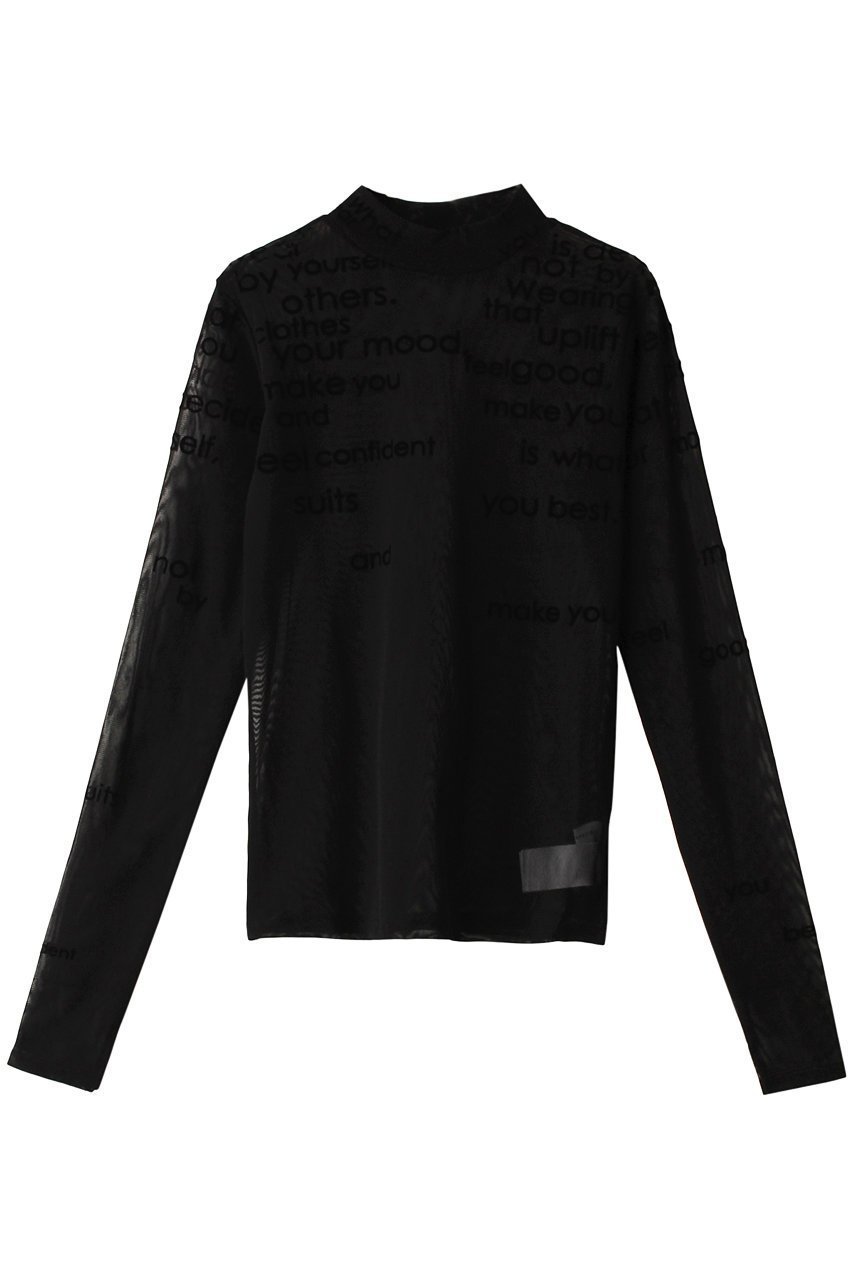 【メゾンスペシャル/MAISON SPECIAL】のフロッキープリントシアータートルネックトップ インテリア・キッズ・メンズ・レディースファッション・服の通販 founy(ファニー) 　ファッション　Fashion　レディースファッション　Fashion for Women　トップス・カットソー　Cut & Sew Tops　シャツ・ブラウス・オフィスカジュアル　Elegant Blouses & Button-Ups　ロングTシャツ・Tシャツ　Longline T-Shirts & Tees　カットソー・ベーシックTシャツ　Cut-and-Sewn Tops / Stretch Tees & Basics　タートルネック・ハイネックトップス　Turtlenecks & High-Neck Tops　インナー　Innerwear　グラフィック　Graphic, Graphic Design　シアー　Sheer, See-Through　スウェット / スエット　Sweatshirt, Sweatwear　スリーブ　Sleeve, Long Sleeve / Short Sleeve　チュール　Tulip, Tulip Motif　ロング　Long, Long-Length　BLK(ブラック)|ID: prp329100003482389 ipo3291000000036668099