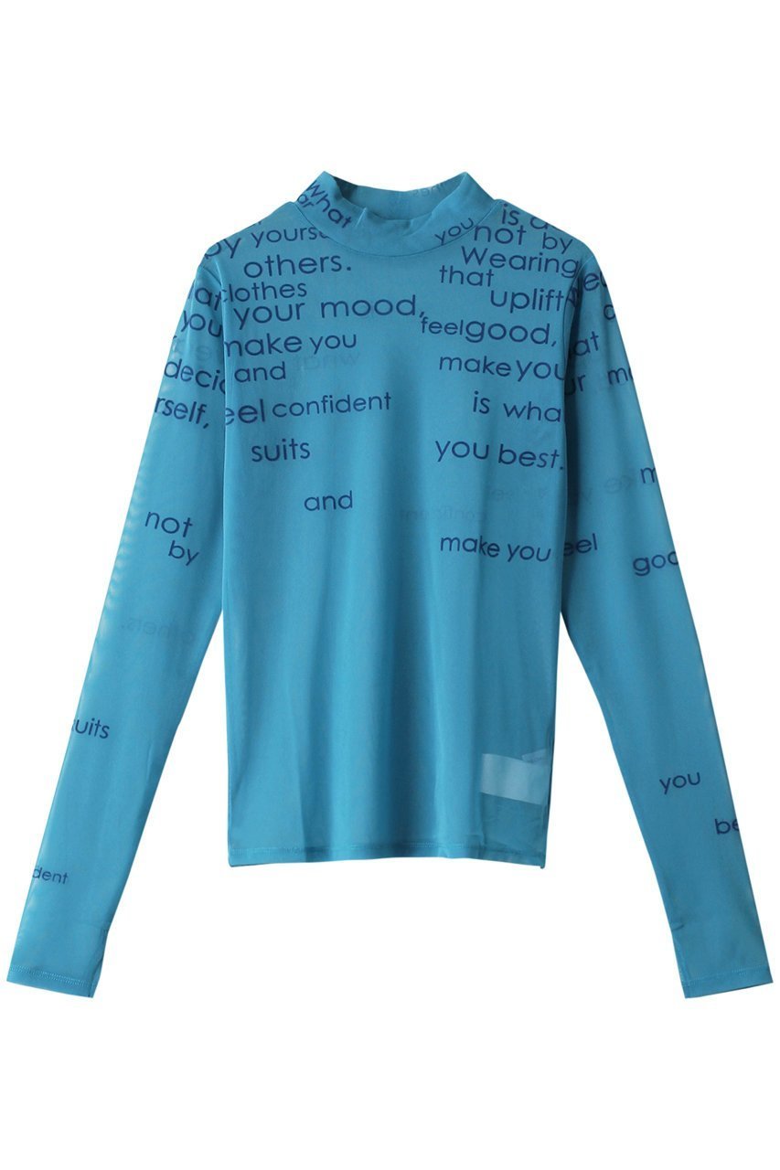 【メゾンスペシャル/MAISON SPECIAL】のフロッキープリントシアータートルネックトップ インテリア・キッズ・メンズ・レディースファッション・服の通販 founy(ファニー) 　ファッション　Fashion　レディースファッション　Fashion for Women　トップス・カットソー　Cut & Sew Tops　シャツ・ブラウス・オフィスカジュアル　Elegant Blouses & Button-Ups　ロングTシャツ・Tシャツ　Longline T-Shirts & Tees　カットソー・ベーシックTシャツ　Cut-and-Sewn Tops / Stretch Tees & Basics　タートルネック・ハイネックトップス　Turtlenecks & High-Neck Tops　インナー　Innerwear　グラフィック　Graphic, Graphic Design　シアー　Sheer, See-Through　スウェット / スエット　Sweatshirt, Sweatwear　スリーブ　Sleeve, Long Sleeve / Short Sleeve　チュール　Tulip, Tulip Motif　ロング　Long, Long-Length　BLU(ブルー)|ID: prp329100003482389 ipo3291000000036668101