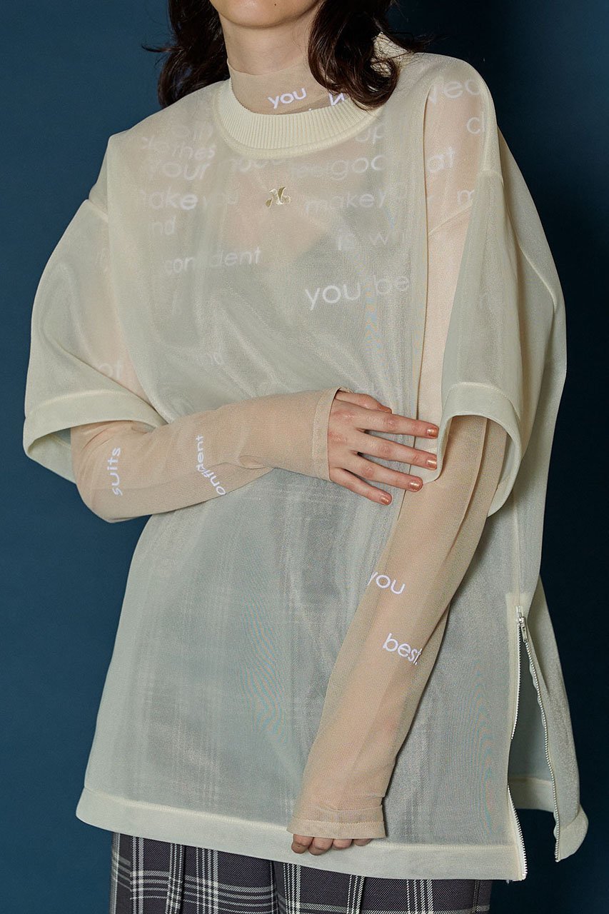 【メゾンスペシャル/MAISON SPECIAL】のフロッキープリントシアータートルネックトップ 人気、トレンドファッション・服の通販 founy(ファニー) 　ファッション　Fashion　レディースファッション　Fashion for Women　トップス・カットソー　Cut & Sew Tops　シャツ・ブラウス・オフィスカジュアル　Elegant Blouses & Button-Ups　ロングTシャツ・Tシャツ　Longline T-Shirts & Tees　カットソー・ベーシックTシャツ　Cut-and-Sewn Tops / Stretch Tees & Basics　タートルネック・ハイネックトップス　Turtlenecks & High-Neck Tops　インナー　Innerwear　グラフィック　Graphic, Graphic Design　シアー　Sheer, See-Through　スウェット / スエット　Sweatshirt, Sweatwear　スリーブ　Sleeve, Long Sleeve / Short Sleeve　チュール　Tulip, Tulip Motif　ロング　Long, Long-Length　other-7|ID: prp329100003482389 ipo3291000000036668111