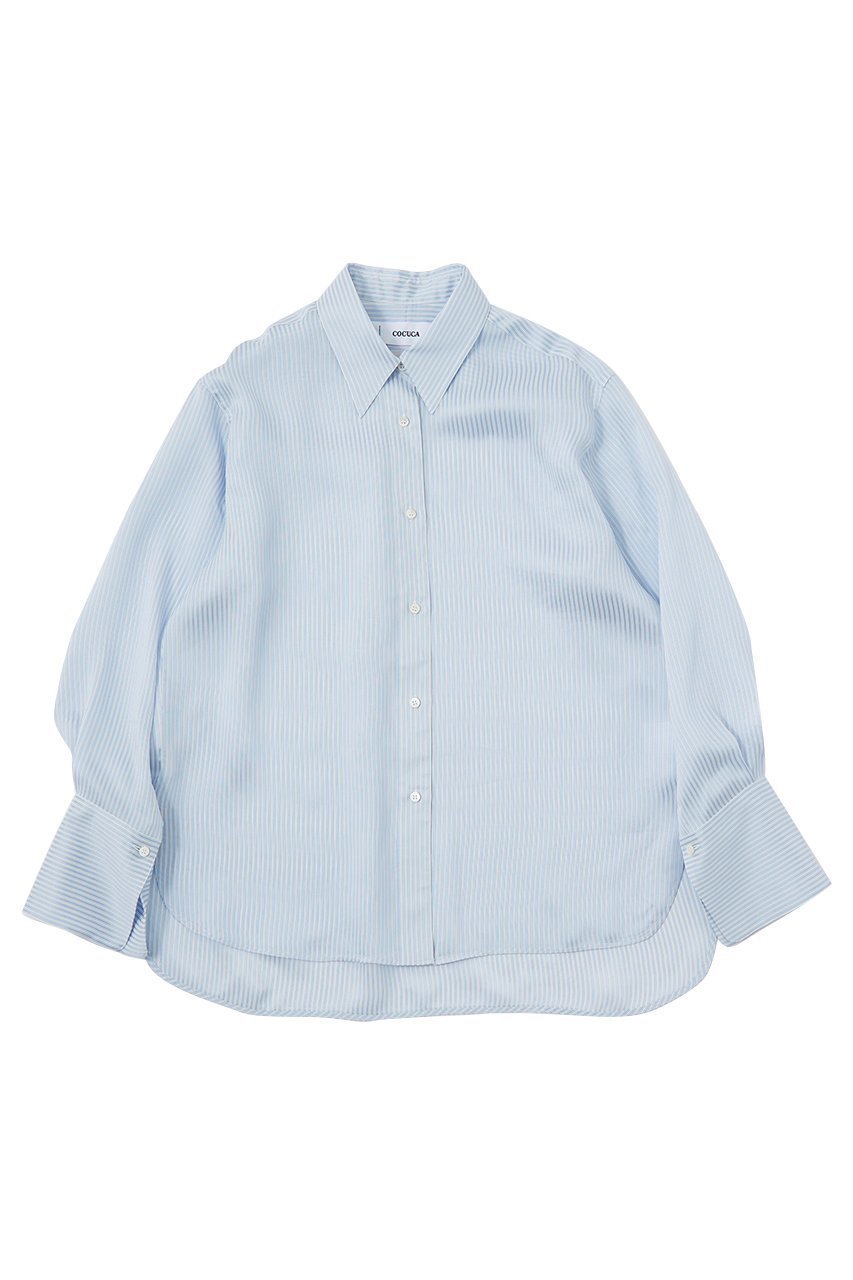 【ザ ストア バイ シー/THE STORE by C】のベーシックシャツプレミアム インテリア・キッズ・メンズ・レディースファッション・服の通販 founy(ファニー) 　ファッション　Fashion　レディースファッション　Fashion for Women　トップス・カットソー　Cut & Sew Tops　シャツ・ブラウス・オフィスカジュアル　Elegant Blouses & Button-Ups　とろみ　Fluid, Flowy Fabric　イタリア　Italy　エレガント 上品　Elegant　カフス　Cuff Design　シルク　Silk, 100% Silk　シンプル　Simple, Minimal　スリーブ　Sleeve, Long Sleeve / Short Sleeve　ドレープ　Drape, Draping Fabric　プレミアム　Premium, High-End　ベーシック　Basic, Essential　マニッシュ　Mannish, Boyish　ロング　Long, Long-Length　サックスブルー|ID: prp329100003487708 ipo3291000000032851396