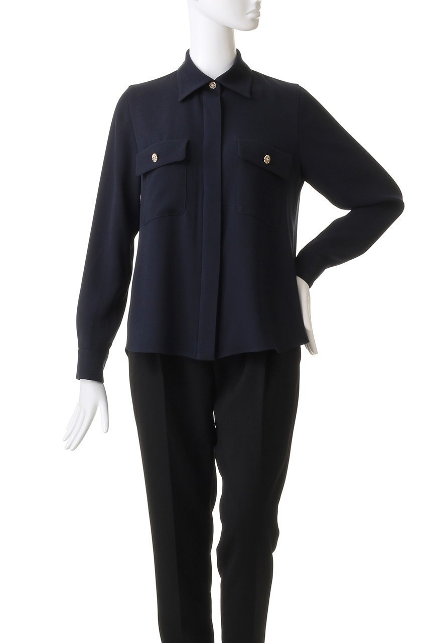 【エムダブリュー/MW】のバックサテン ビジューボタンブラウス 人気、トレンドファッション・服の通販 founy(ファニー) 　ファッション　Fashion　レディースファッション　Fashion for Women　トップス・カットソー　Cut & Sew Tops　シャツ・ブラウス・オフィスカジュアル　Elegant Blouses & Button-Ups　バッグ　Bags　エレガント 上品　Elegant　サテン　Satin, Glossy Fabric　スリーブ　Sleeve, Long Sleeve / Short Sleeve　ロング　Long, Long-Length　other-2|ID: prp329100003487781 ipo3291000000032860819