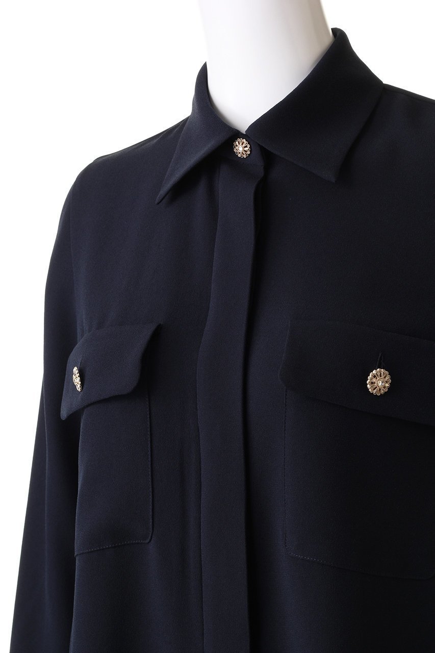 【エムダブリュー/MW】のバックサテン ビジューボタンブラウス 人気、トレンドファッション・服の通販 founy(ファニー) 　ファッション　Fashion　レディースファッション　Fashion for Women　トップス・カットソー　Cut & Sew Tops　シャツ・ブラウス・オフィスカジュアル　Elegant Blouses & Button-Ups　バッグ　Bags　エレガント 上品　Elegant　サテン　Satin, Glossy Fabric　スリーブ　Sleeve, Long Sleeve / Short Sleeve　ロング　Long, Long-Length　other-5|ID: prp329100003487781 ipo3291000000032860835