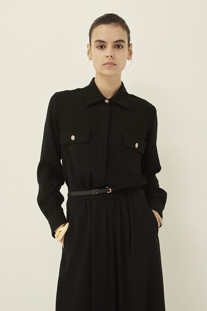 【エムダブリュー/MW】のバックサテン ビジューボタンブラウス 人気、トレンドファッション・服の通販 founy(ファニー) 　ファッション　Fashion　レディースファッション　Fashion for Women　トップス・カットソー　Cut & Sew Tops　シャツ・ブラウス・オフィスカジュアル　Elegant Blouses & Button-Ups　バッグ　Bags　エレガント 上品　Elegant　サテン　Satin, Glossy Fabric　スリーブ　Sleeve, Long Sleeve / Short Sleeve　ロング　Long, Long-Length　other-8|ID: prp329100003487781 ipo3291000000032860848