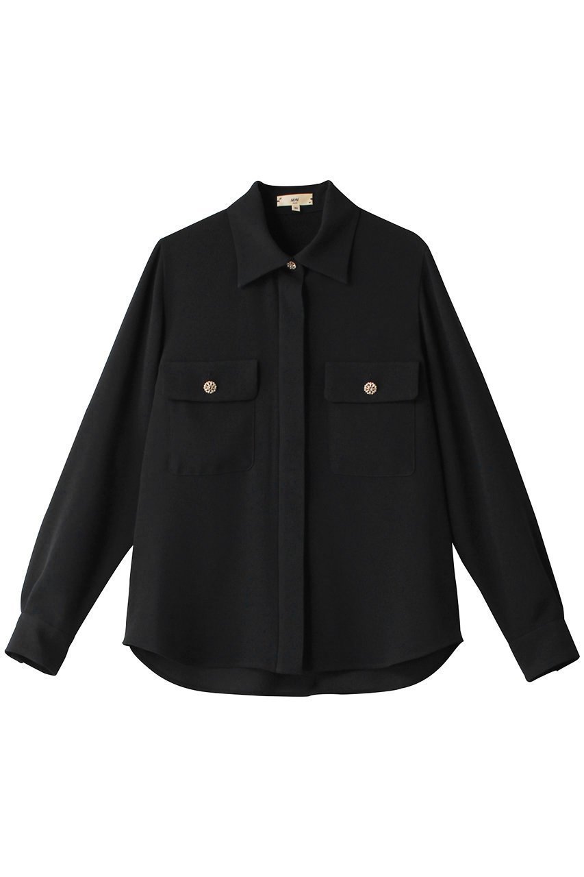 【エムダブリュー/MW】のバックサテン ビジューボタンブラウス インテリア・キッズ・メンズ・レディースファッション・服の通販 founy(ファニー) 　ファッション　Fashion　レディースファッション　Fashion for Women　トップス・カットソー　Cut & Sew Tops　シャツ・ブラウス・オフィスカジュアル　Elegant Blouses & Button-Ups　バッグ　Bags　エレガント 上品　Elegant　サテン　Satin, Glossy Fabric　スリーブ　Sleeve, Long Sleeve / Short Sleeve　ロング　Long, Long-Length　ブラック|ID: prp329100003487781 ipo3291000000035822780