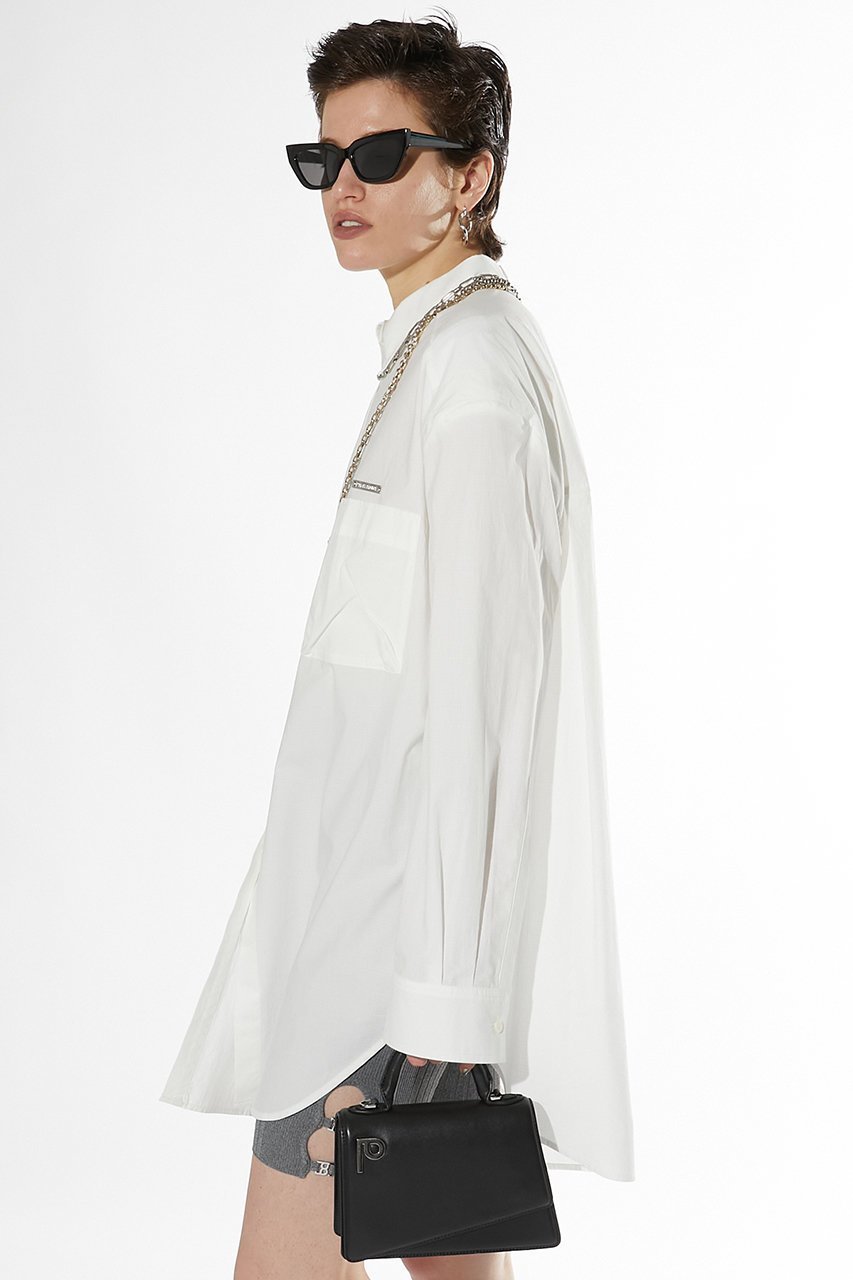 【プランク プロジェクト/PRANK PROJECT】のパワショルビッグシャツ / Power Shoulder Big Shirt 人気、トレンドファッション・服の通販 founy(ファニー) 　ファッション　Fashion　レディースファッション　Fashion for Women　トップス・カットソー　Cut & Sew Tops　シャツ・ブラウス・オフィスカジュアル　Elegant Blouses & Button-Ups　ユニセックス　Unisex, Genderless　おすすめ　Recommended / Our Picks　インナー　Innerwear　キャミソール　Camisole, Spaghetti Strap Top　ショルダー　Shoulder, Shoulder Strap　ジャケット　Jacket, Outerwear　スリーブ　Sleeve, Long Sleeve / Short Sleeve　デニム　Denim, Jeans Material　ロング　Long, Long-Length　ワイド　Wide, Wide Fit　夏　Summer　羽織　Haori, Light Jacket　other-7|ID: prp329100003487792 ipo3291000000034422366