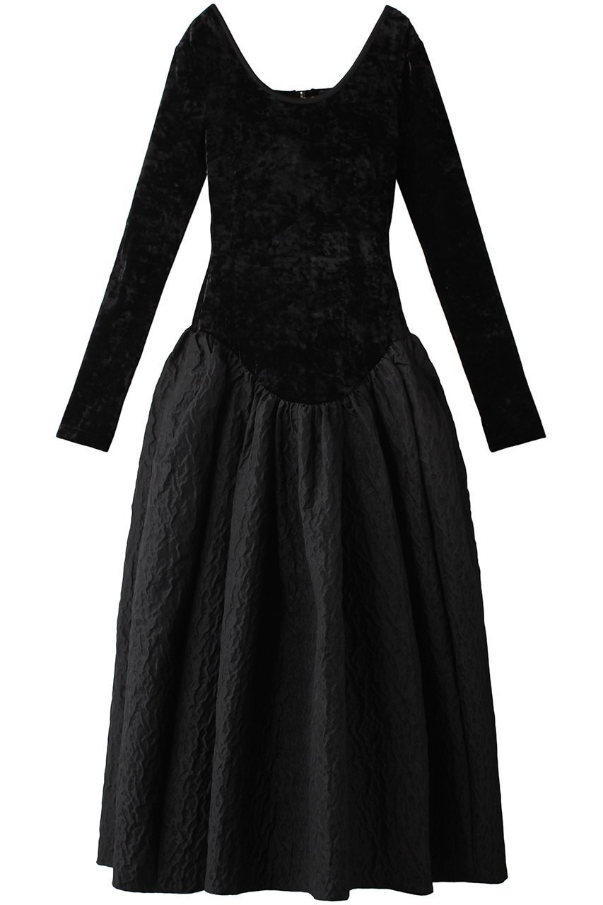 【プランク プロジェクト/PRANK PROJECT】のベロアコンビジャガードワンピース / Velour Combination Jacquard Onepiece インテリア・キッズ・メンズ・レディースファッション・服の通販 founy(ファニー) 　ファッション　Fashion　レディースファッション　Fashion for Women　ワンピース　Dresses　チュニック　Tunic Tops & Dresses　ジャカード／ジャガード　Jacquard, Woven Pattern　チュニック　Tunic, Long Top　ベロア　Velour, Soft Velvet　マキシ　Maxi, Full Length　ロング　Long, Long-Length　BLK(ブラック)|ID: prp329100003487796 ipo3291000000032922488