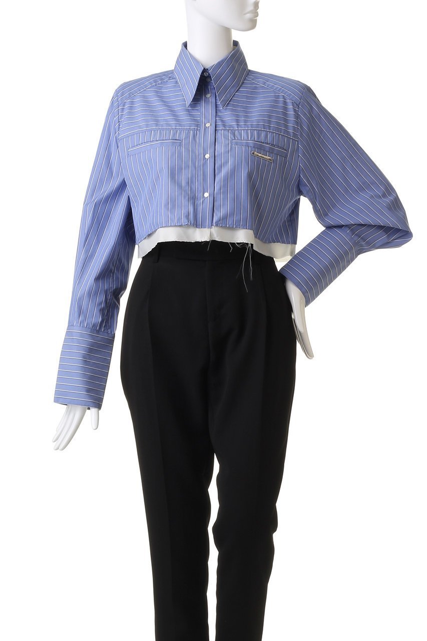 【プランク プロジェクト/PRANK PROJECT】のマルチファブリックショートシャツ / Multi Fabric Short Shirt 人気、トレンドファッション・服の通販 founy(ファニー) ファッション Fashion レディースファッション Fashion for Women トップス・カットソー Cut & Sew Tops シャツ・ブラウス・オフィスカジュアル Elegant Blouses & Button-Ups ロングTシャツ・Tシャツ Longline T-Shirts & Tees カフス Cuff Design キュプラ Cupro, Eco Fabric ショルダー Shoulder, Shoulder Strap ショート Short, Short Length ストライプ Stripe, Striped Pattern スリット Slit, Slit Detail スリーブ Sleeve, Long Sleeve / Short Sleeve ロング Long, Long-Length other-2|ID: prp329100003487800 ipo3291000000032936801