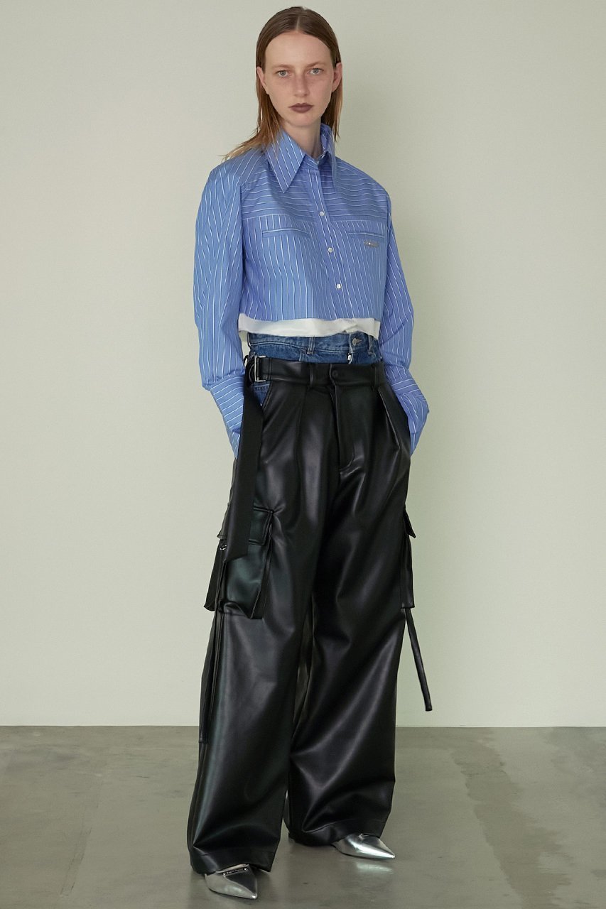 【プランク プロジェクト/PRANK PROJECT】のマルチファブリックショートシャツ / Multi Fabric Short Shirt 人気、トレンドファッション・服の通販 founy(ファニー) ファッション Fashion レディースファッション Fashion for Women トップス・カットソー Cut & Sew Tops シャツ・ブラウス・オフィスカジュアル Elegant Blouses & Button-Ups ロングTシャツ・Tシャツ Longline T-Shirts & Tees カフス Cuff Design キュプラ Cupro, Eco Fabric ショルダー Shoulder, Shoulder Strap ショート Short, Short Length ストライプ Stripe, Striped Pattern スリット Slit, Slit Detail スリーブ Sleeve, Long Sleeve / Short Sleeve ロング Long, Long-Length other-6|ID: prp329100003487800 ipo3291000000032936840