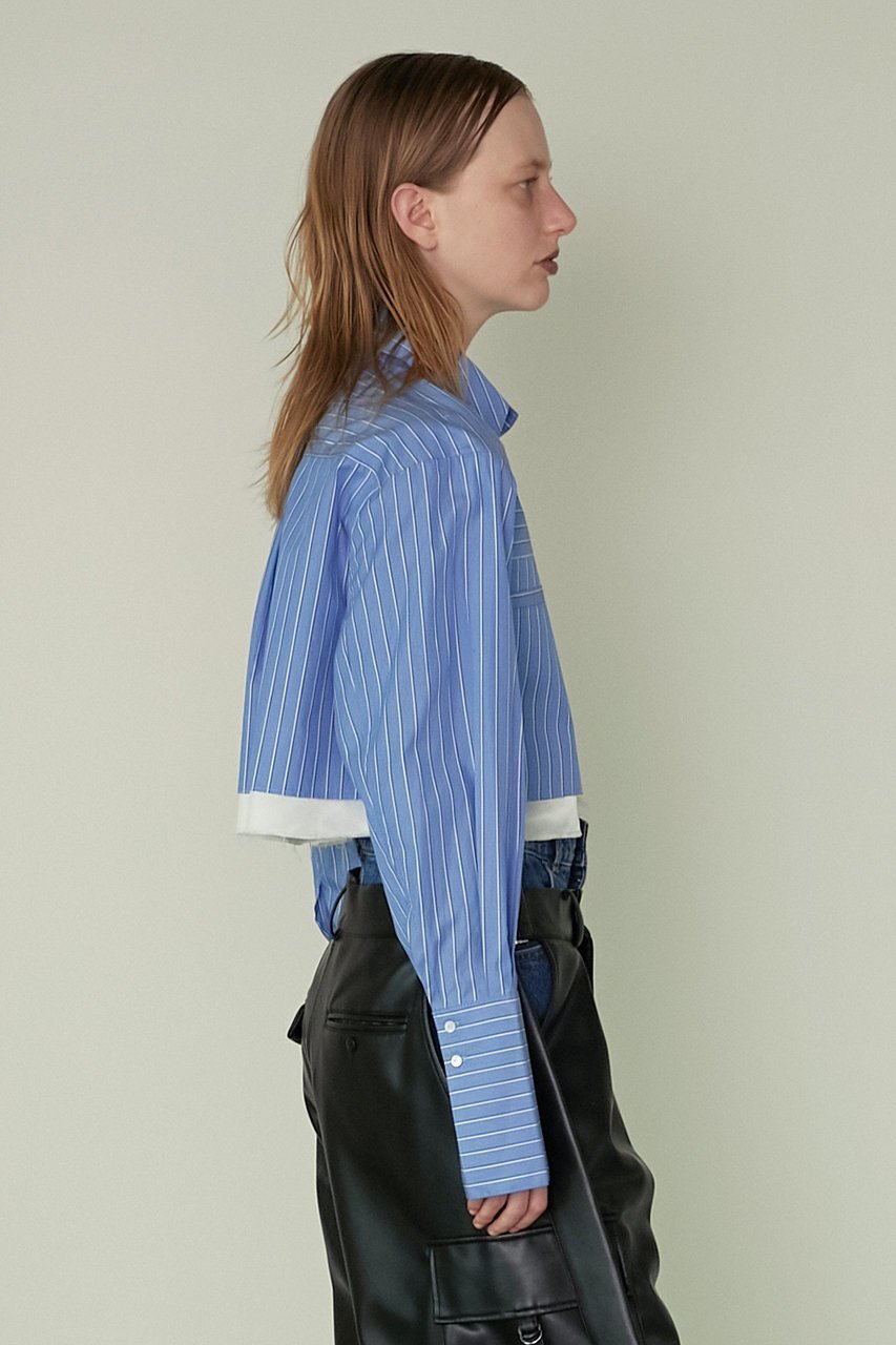 【プランク プロジェクト/PRANK PROJECT】のマルチファブリックショートシャツ / Multi Fabric Short Shirt 人気、トレンドファッション・服の通販 founy(ファニー) ファッション Fashion レディースファッション Fashion for Women トップス・カットソー Cut & Sew Tops シャツ・ブラウス・オフィスカジュアル Elegant Blouses & Button-Ups ロングTシャツ・Tシャツ Longline T-Shirts & Tees カフス Cuff Design キュプラ Cupro, Eco Fabric ショルダー Shoulder, Shoulder Strap ショート Short, Short Length ストライプ Stripe, Striped Pattern スリット Slit, Slit Detail スリーブ Sleeve, Long Sleeve / Short Sleeve ロング Long, Long-Length other-7|ID: prp329100003487800 ipo3291000000032936849