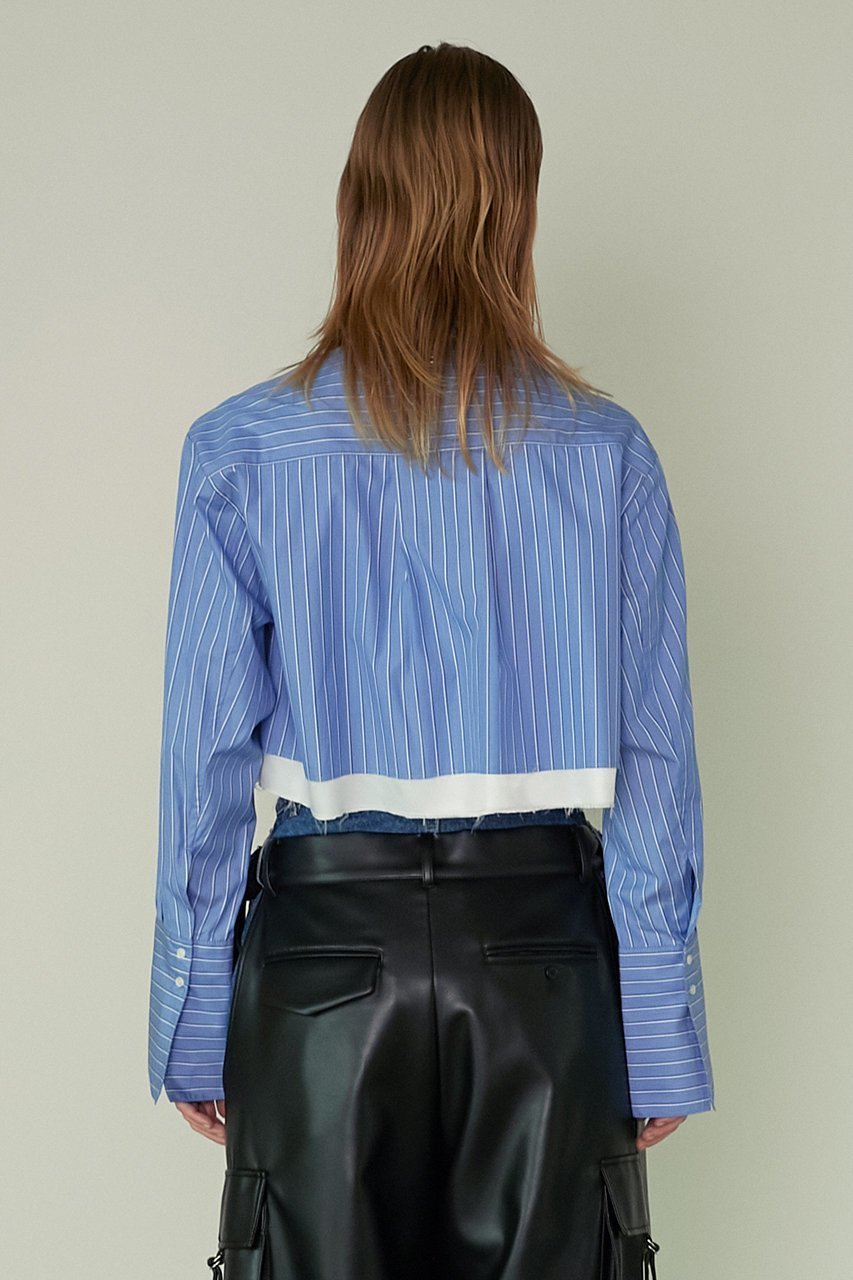 【プランク プロジェクト/PRANK PROJECT】のマルチファブリックショートシャツ / Multi Fabric Short Shirt 人気、トレンドファッション・服の通販 founy(ファニー) ファッション Fashion レディースファッション Fashion for Women トップス・カットソー Cut & Sew Tops シャツ・ブラウス・オフィスカジュアル Elegant Blouses & Button-Ups ロングTシャツ・Tシャツ Longline T-Shirts & Tees カフス Cuff Design キュプラ Cupro, Eco Fabric ショルダー Shoulder, Shoulder Strap ショート Short, Short Length ストライプ Stripe, Striped Pattern スリット Slit, Slit Detail スリーブ Sleeve, Long Sleeve / Short Sleeve ロング Long, Long-Length other-8|ID: prp329100003487800 ipo3291000000032936858